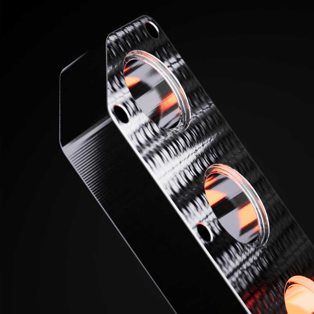 Detailansicht einer 3D Produktvisualisierung mit Fokus auf fotorealistischer Materialdarstellung, Spiegelungen und Lichtführung 