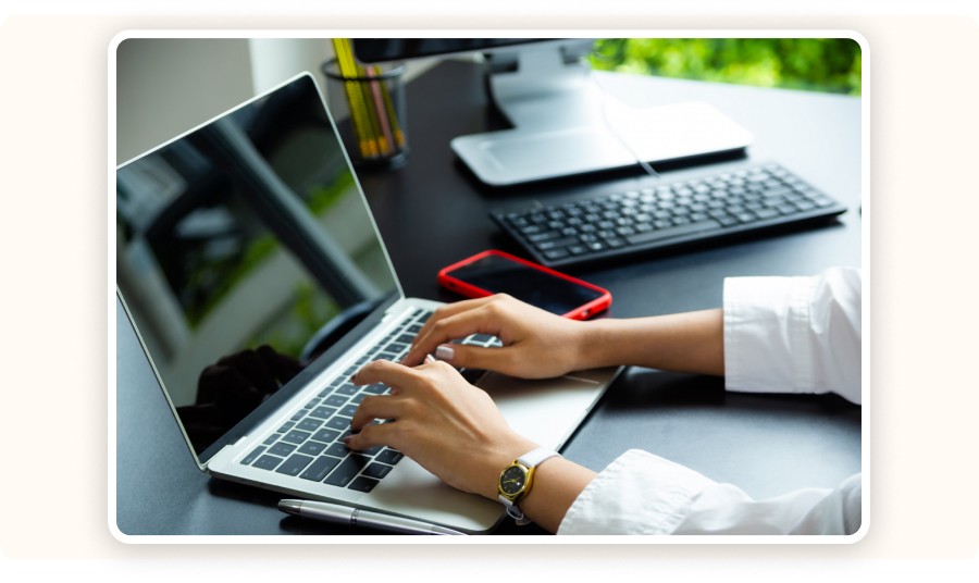 Person working on a laptop
