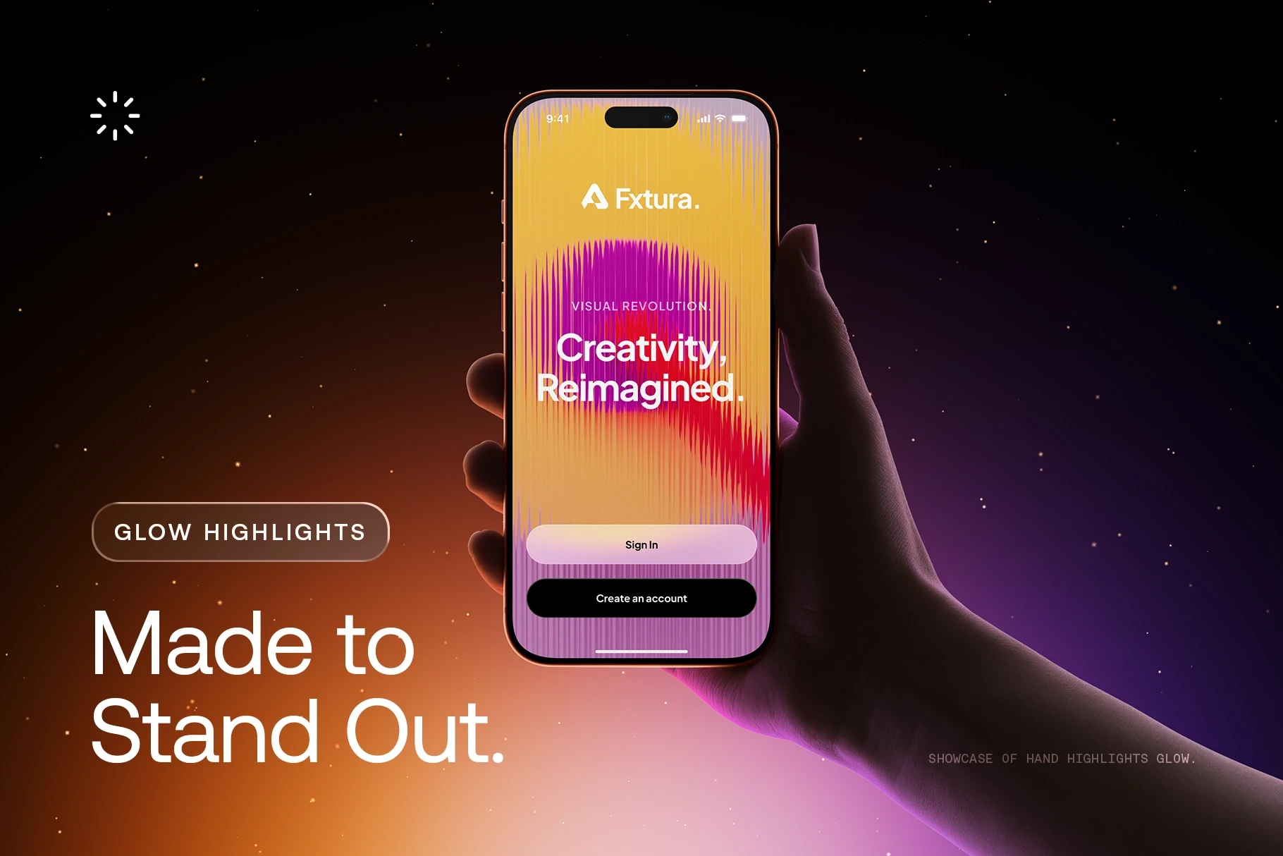 Vibrant UI design showcased on an iPhone 17 Pro mockup in a dark setting to highlight glowing elements and stand out.