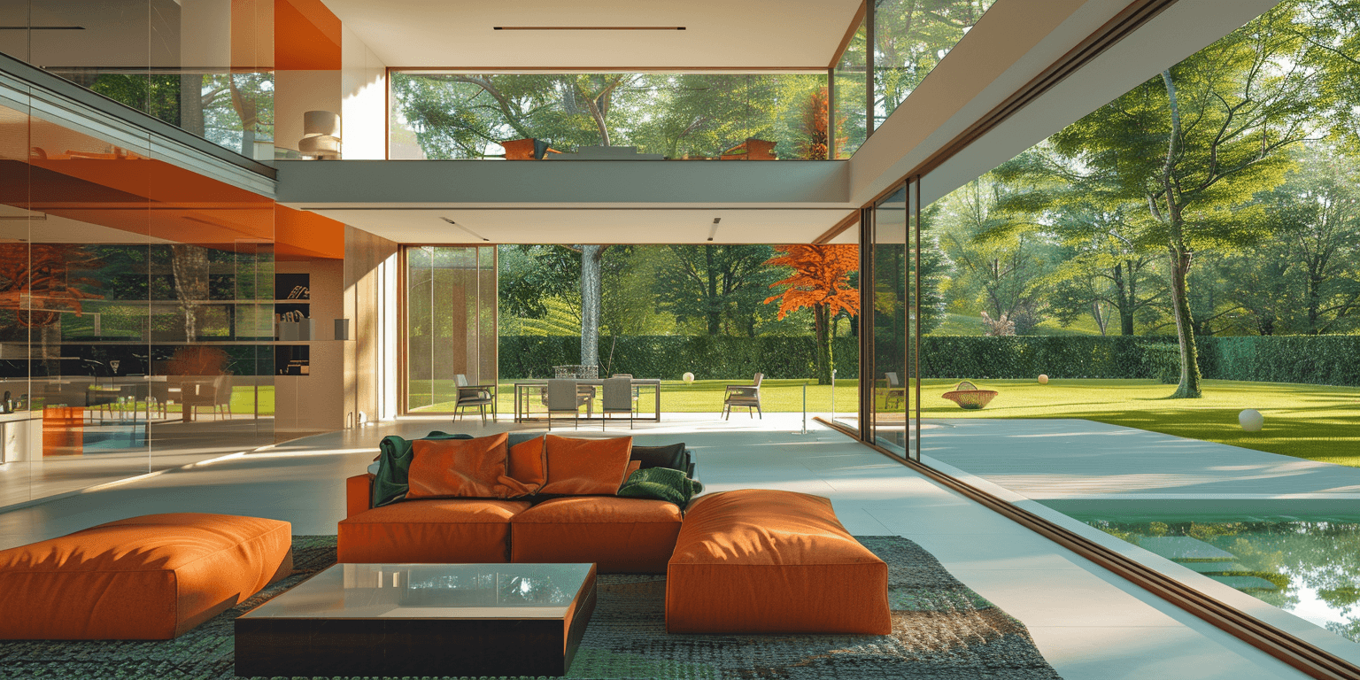 Modern interior with large windows