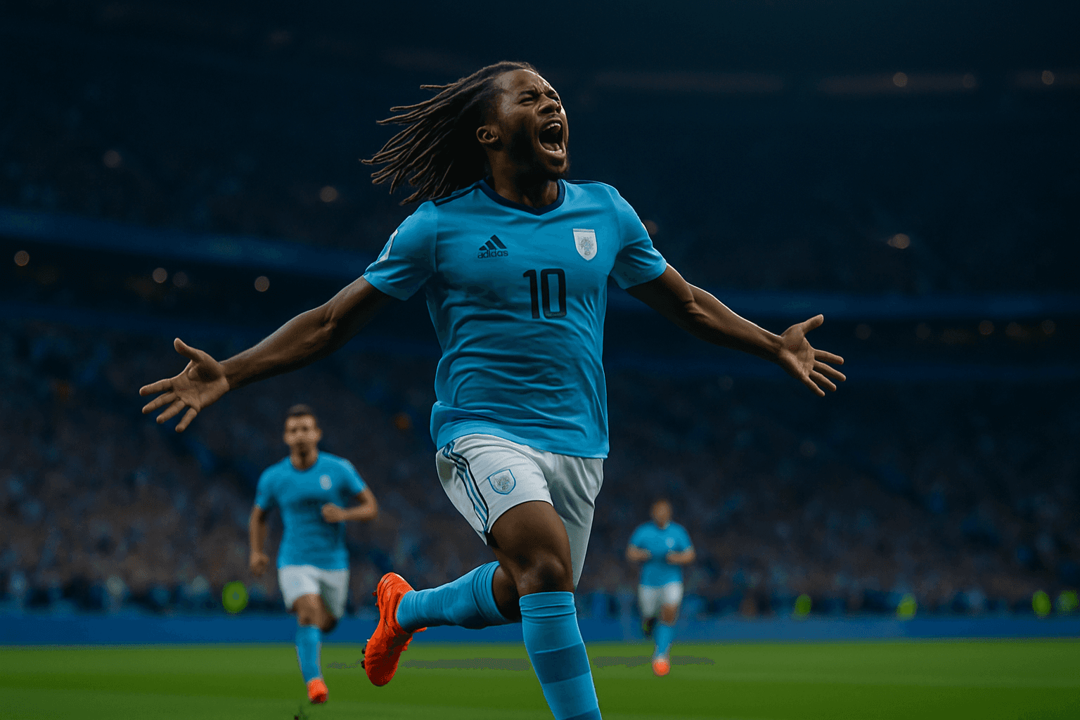 A football player celebrating a goal