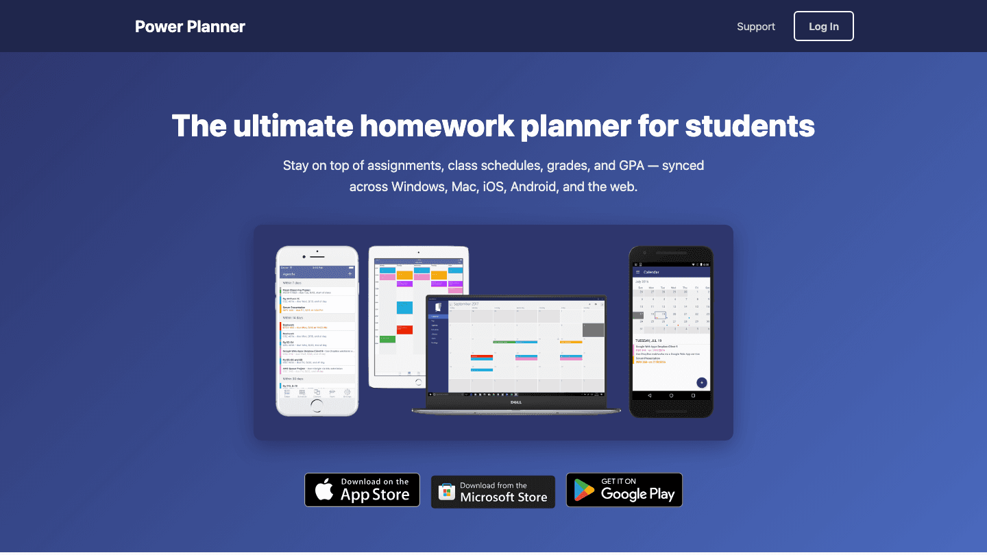 Power Planner student app website
