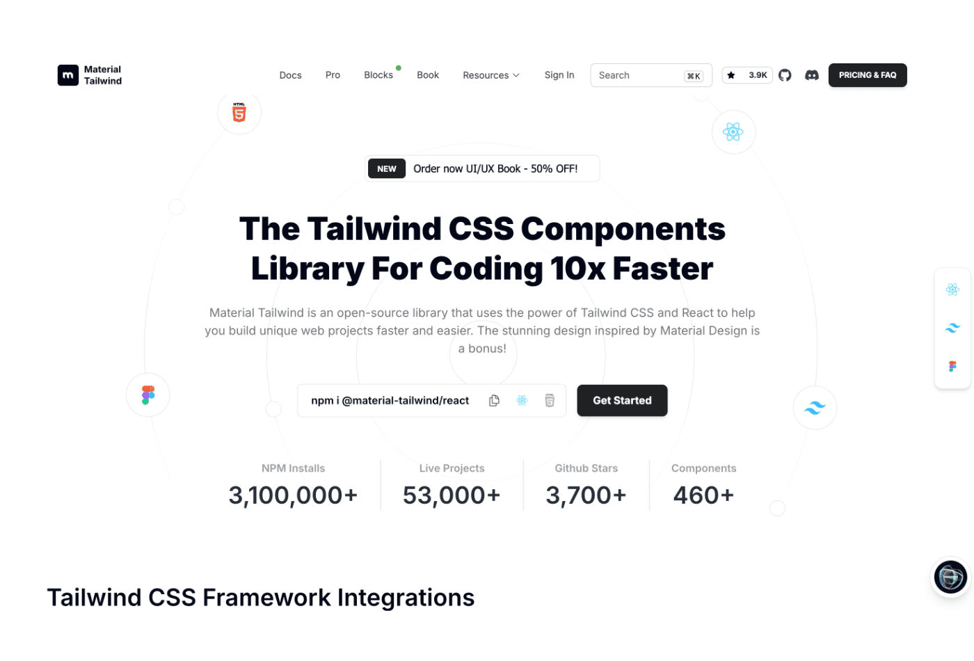 material-tailwind react coomponents library