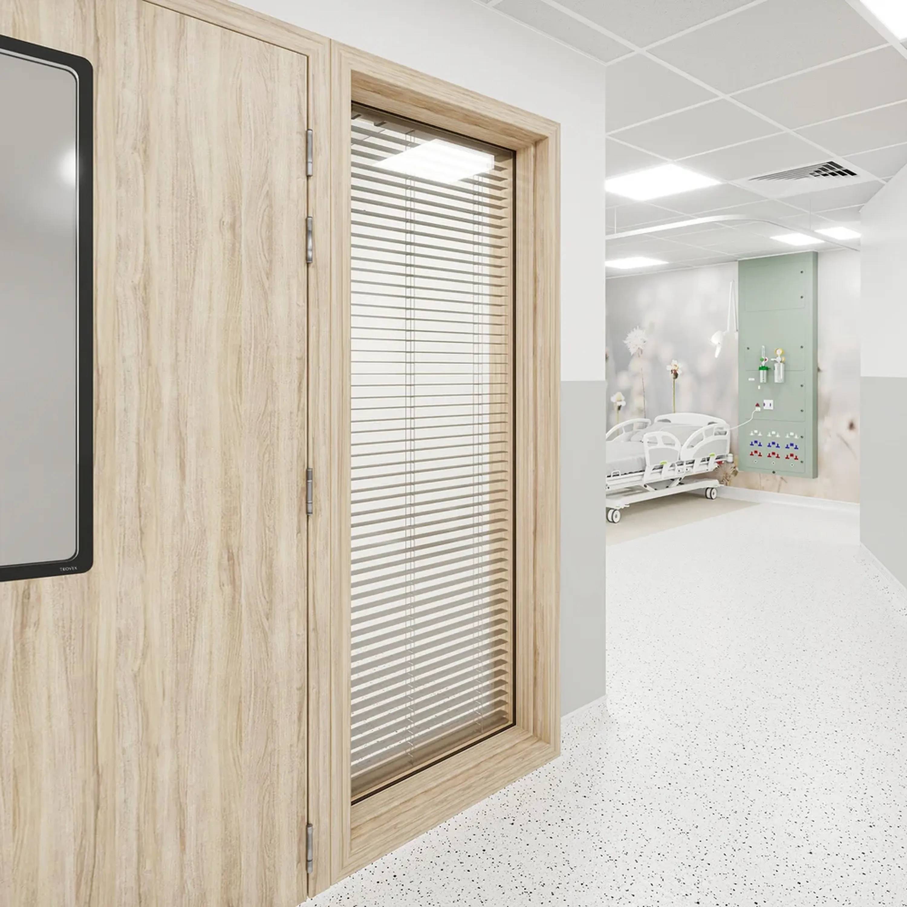 Hygidoor and Hygiscreen in a woodgrain finish