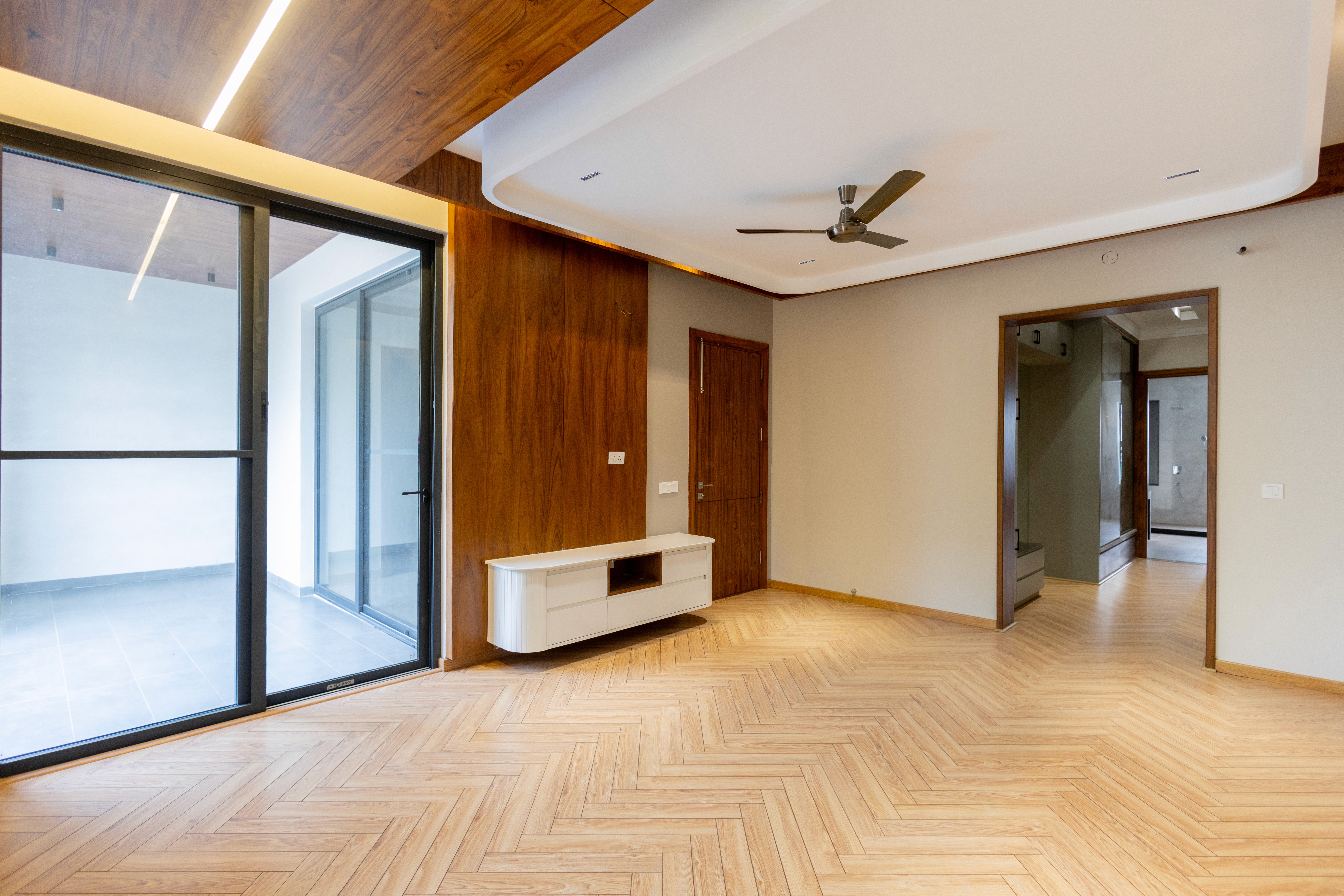 Contemporary wooden architecture featuring natural cedar cladding and floor-to-ceiling glazing