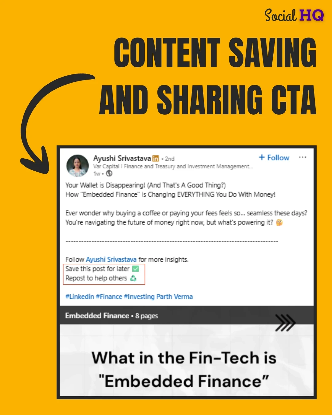 Content Saving and Sharing CTA for LinkedIn