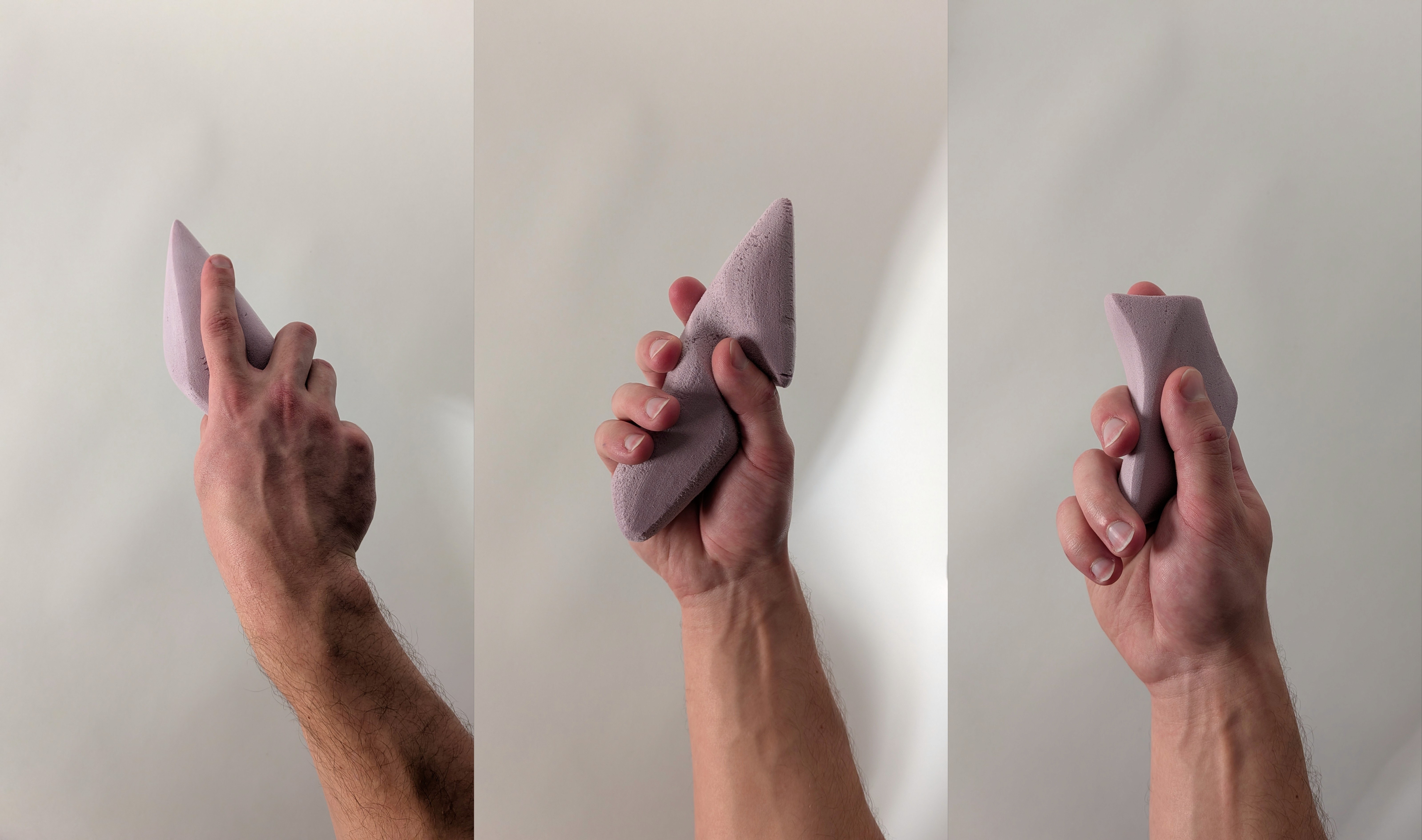 Primary and refined pink foam grips and path/surfaces created for uninterrupted motion