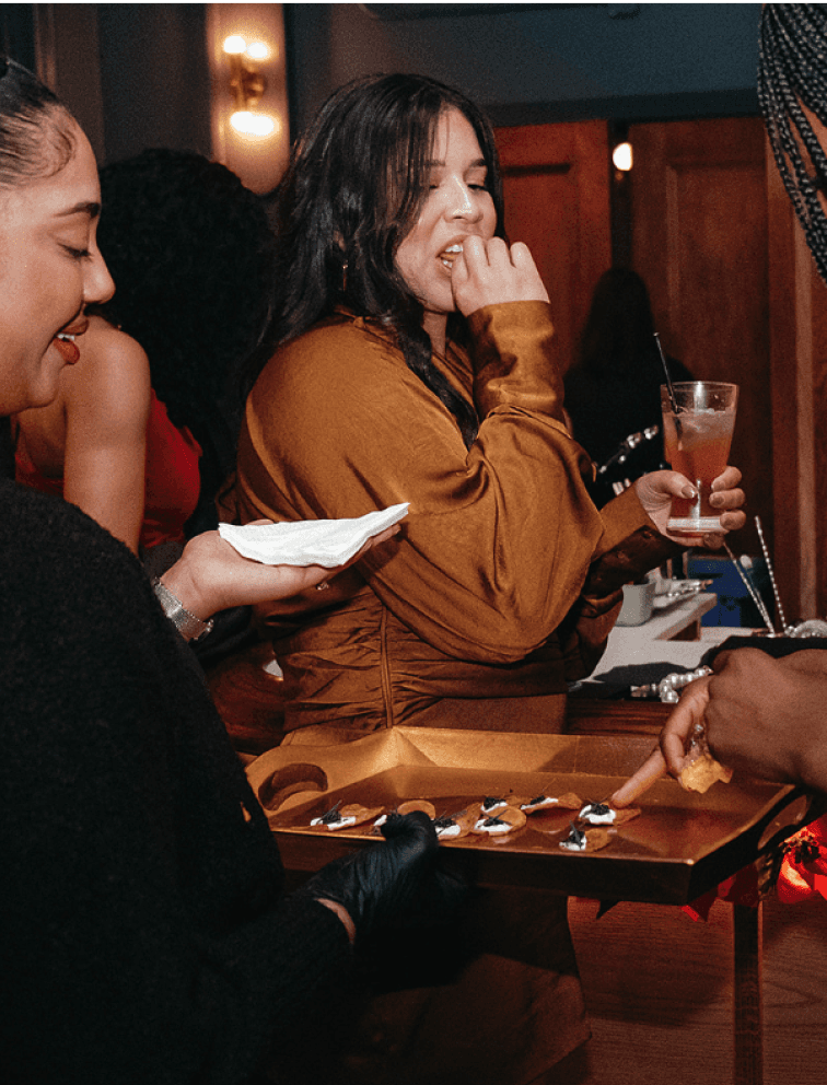 Guests eating at event