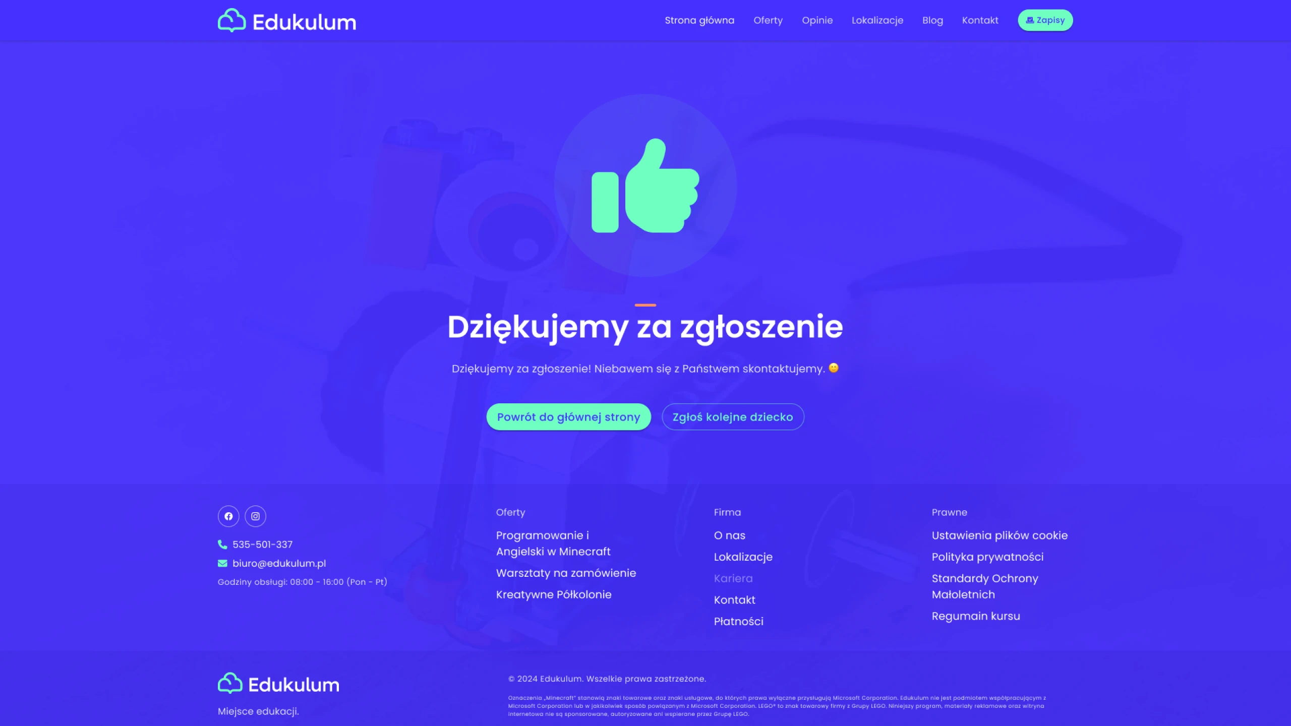 Edukulum Website Sign Up Thank You