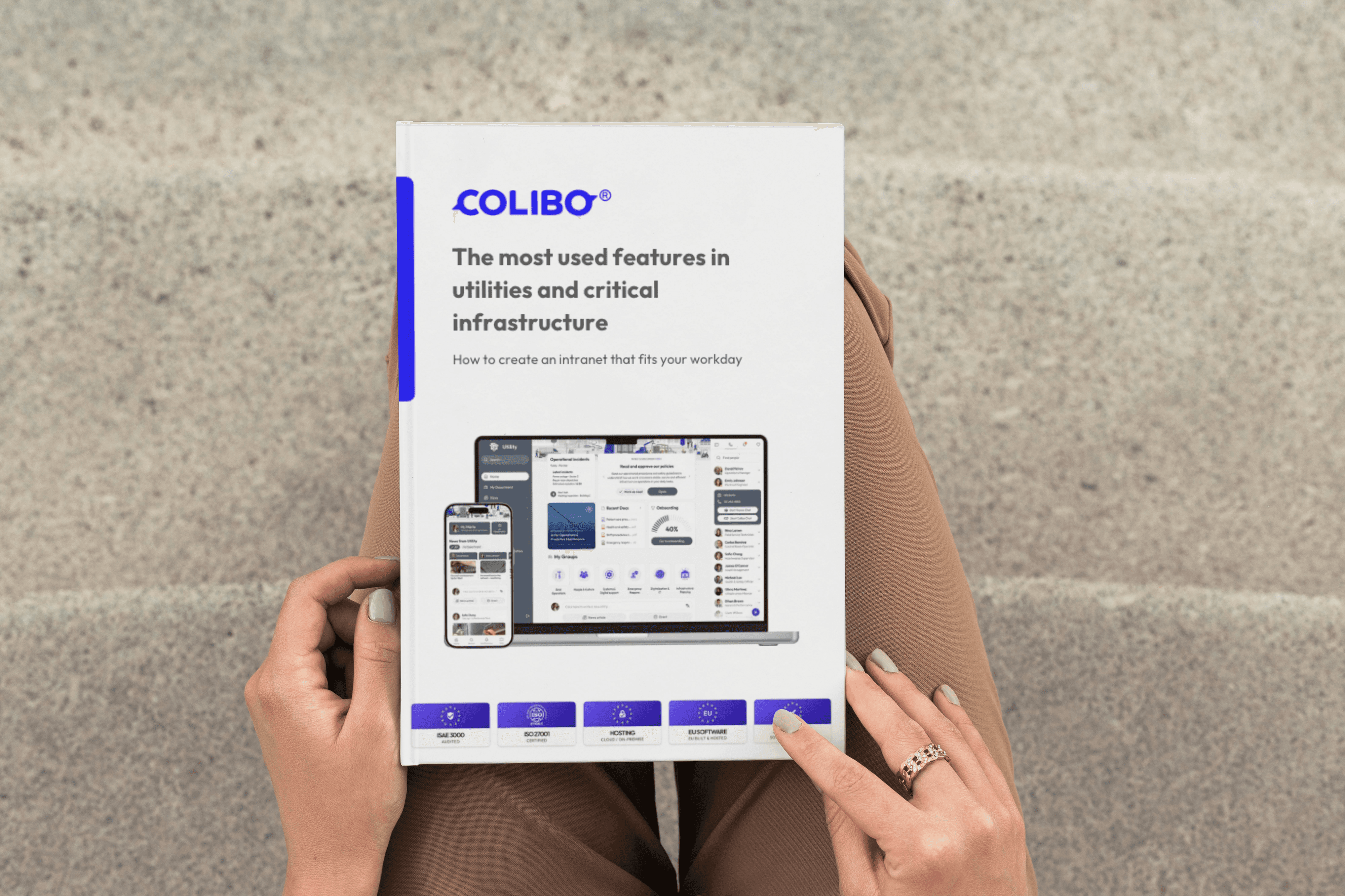Skærmbillede af Colibo intranet på PC pg mobil