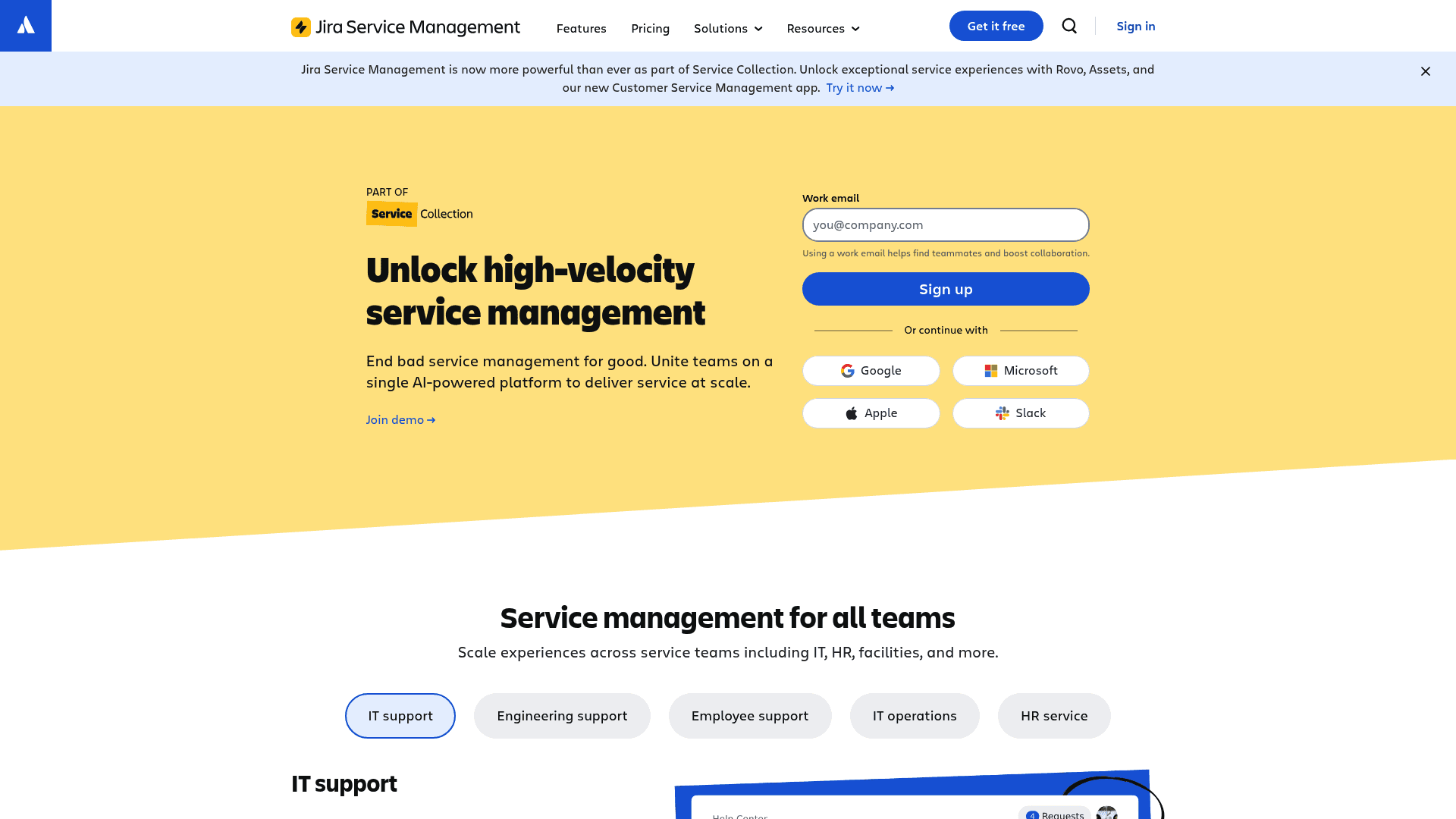 A screenshot of the Jira Service Management webpage, which includes some of the Best Software License Management Tools for Jira.