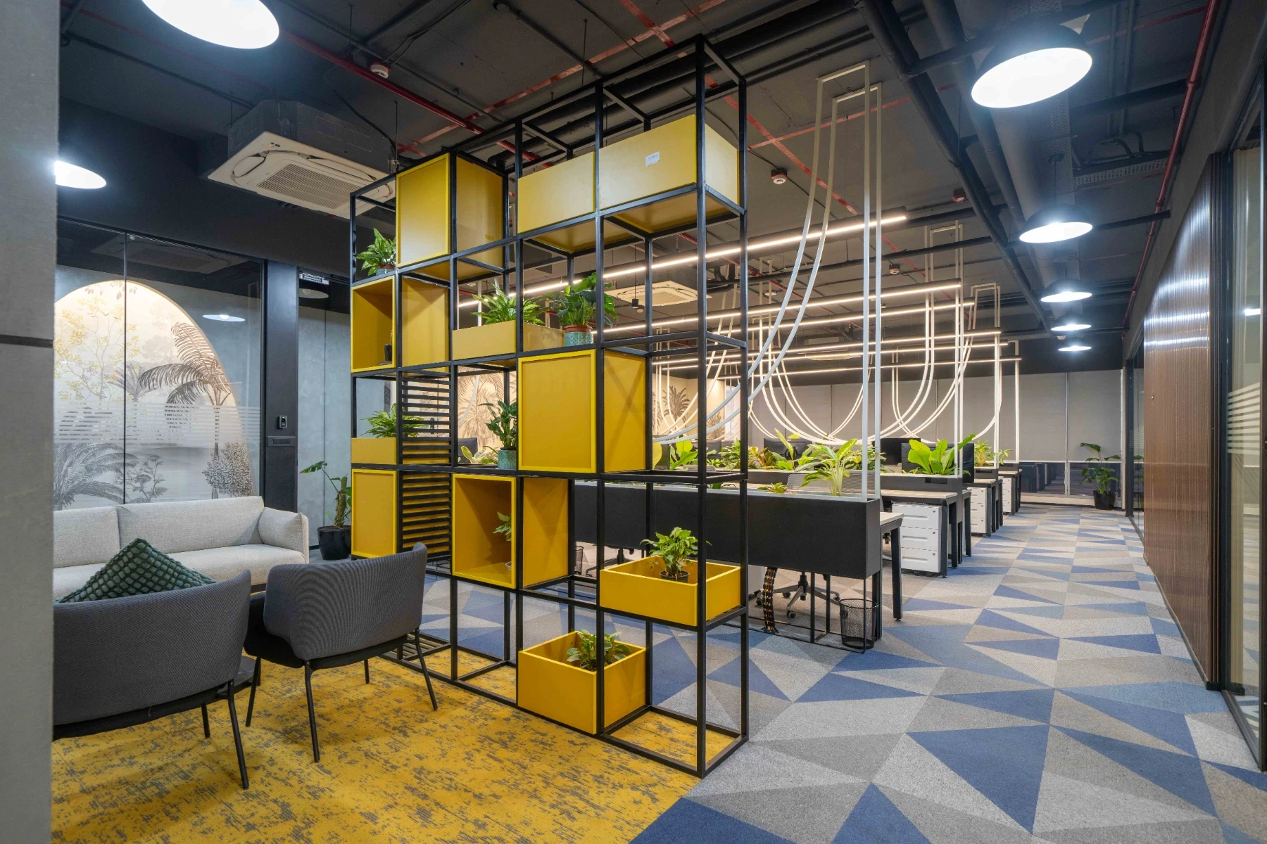 collaboration area of a workpsace designed by liquid space studio specalising in workspace design
