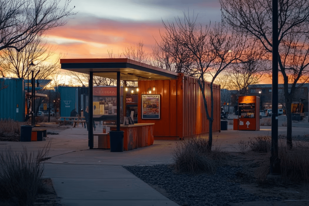Vacant lot repurposed into a business incubator area