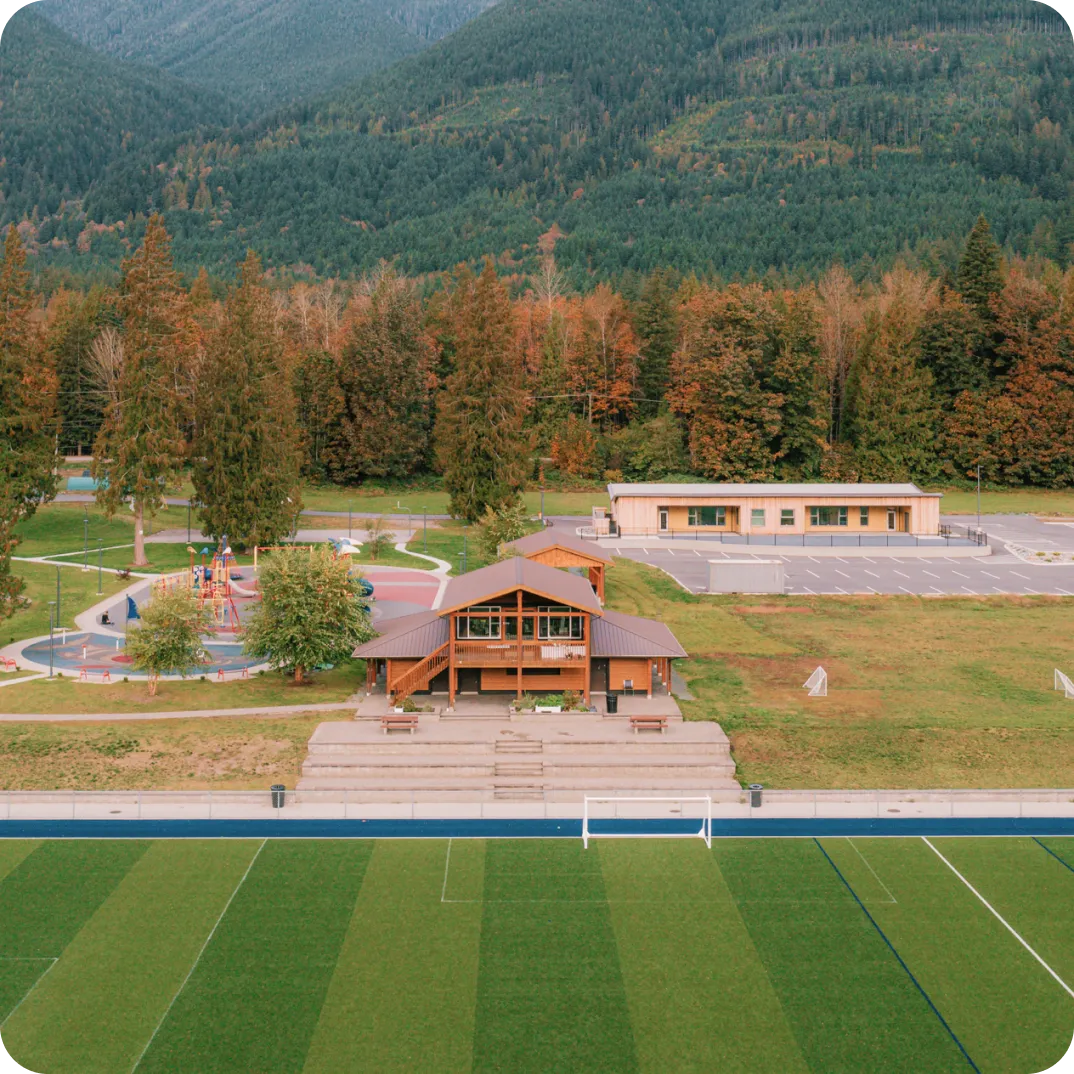 Mountain recreation landscape viewed from above