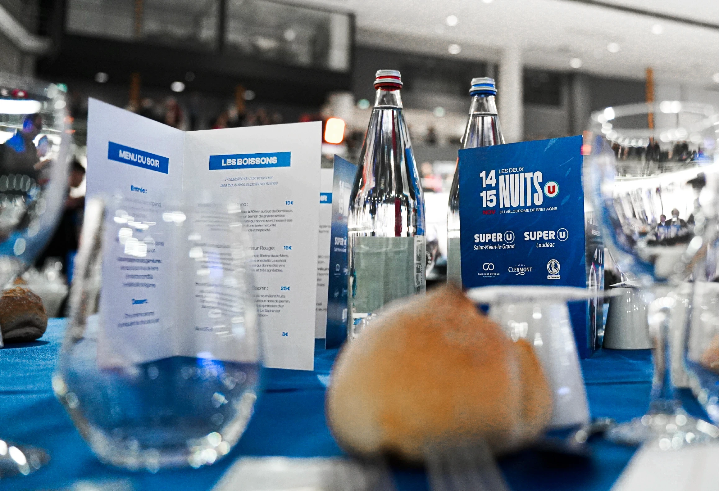 Menu de table pour Les Deux Nuits U du Vélodrome de Bretagne