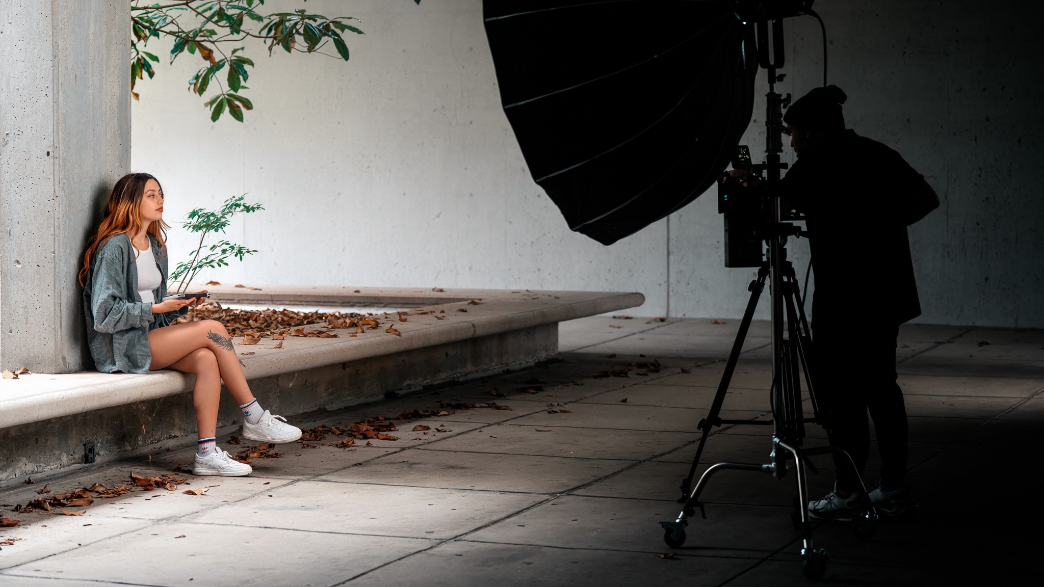 Model posing for camera at IUPUI