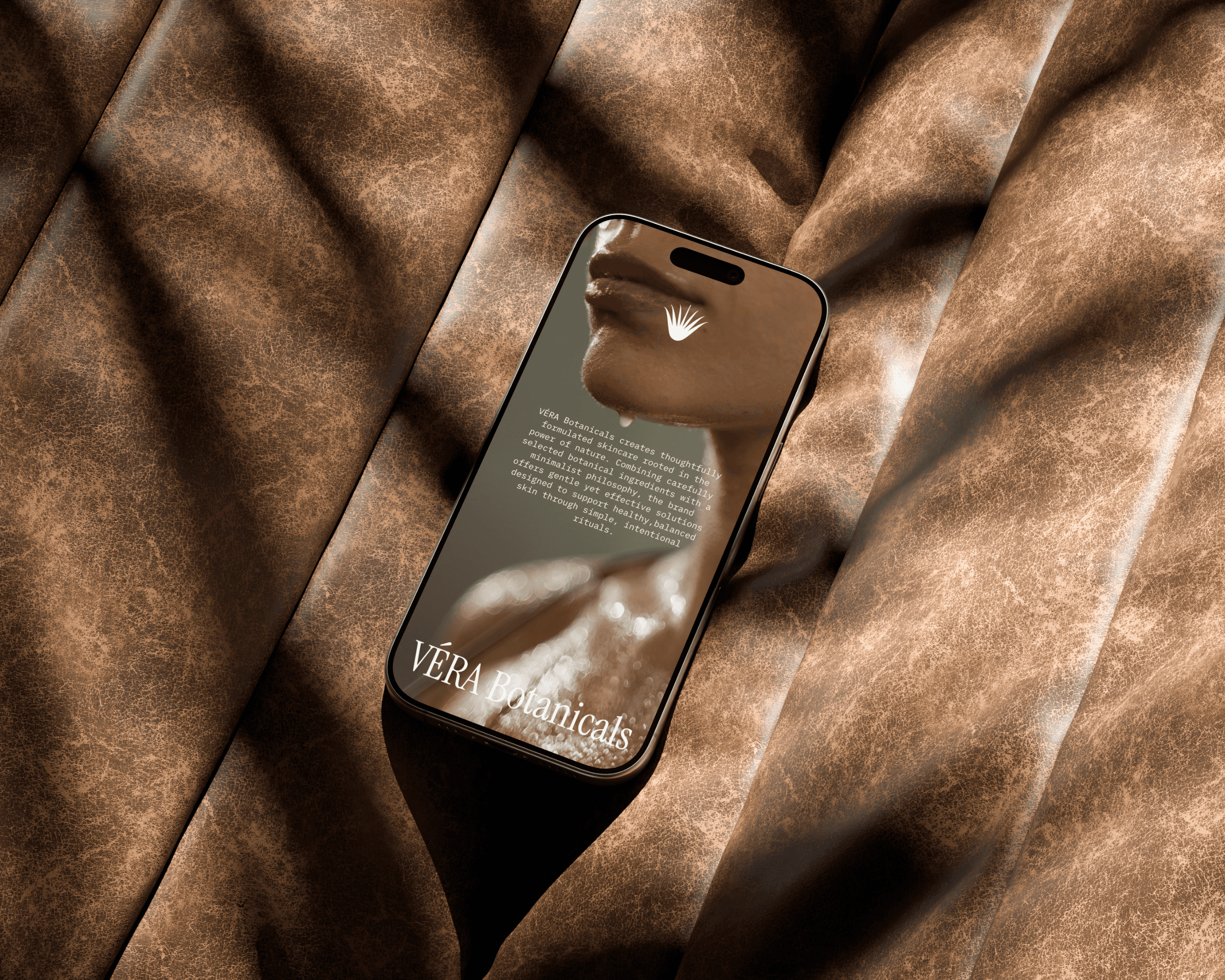 An Instagram story design for VÉRA Botanicals featuring a closeup photo of the bottom of a woman's face with the brand logo at the bottom and some text in the center.