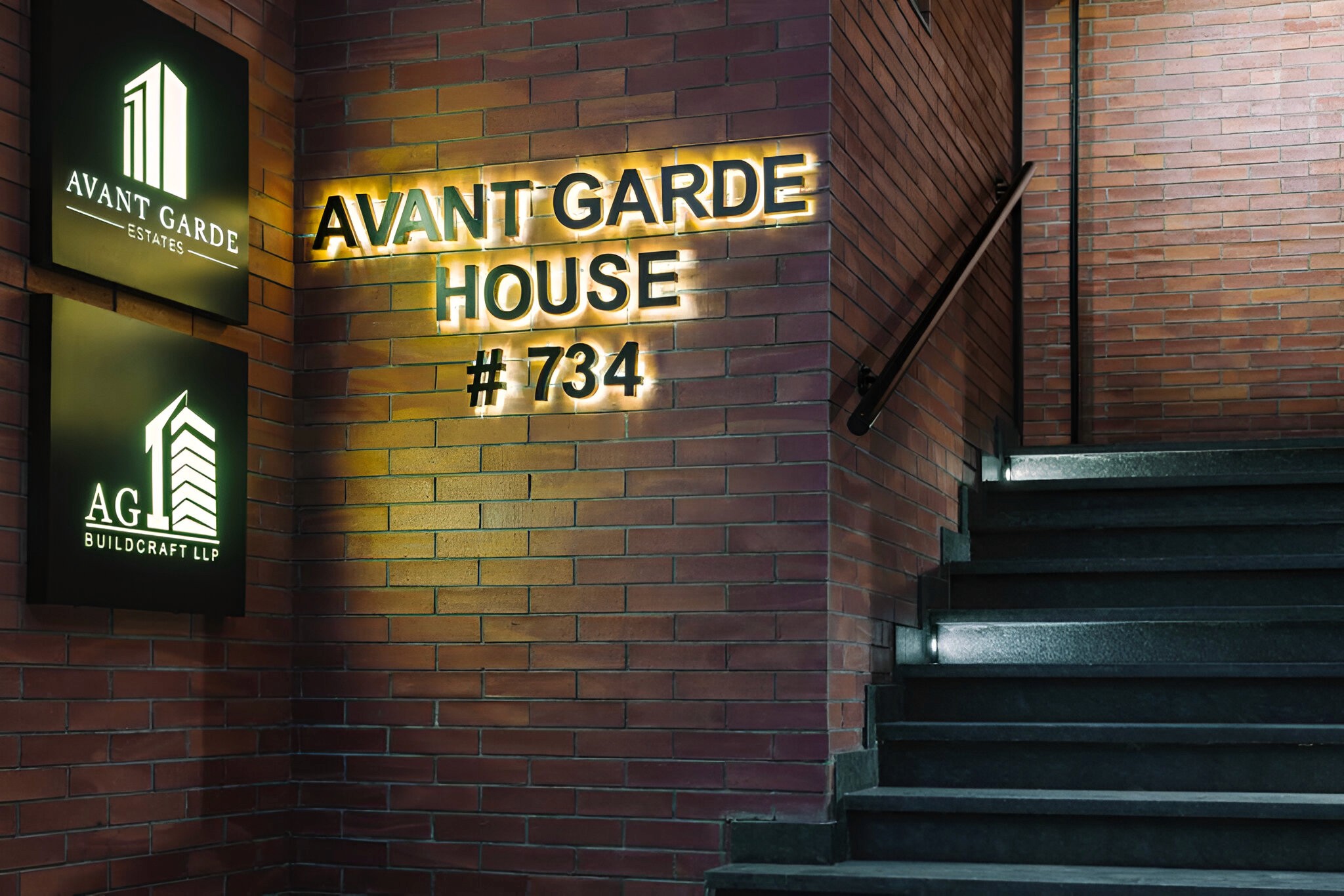As the designer of the building's branding elements, including the signage, my goal for the entrance was to immediately establish the project's core theme. I designed the backlit lettering to create a "halo" effect, making the modern typography appear to float off the rugged brick surface. This first point of contact was crucial; it’s where we introduce the central design tension of the entire project—the interplay between raw, historic texture and clean, contemporary precision.
