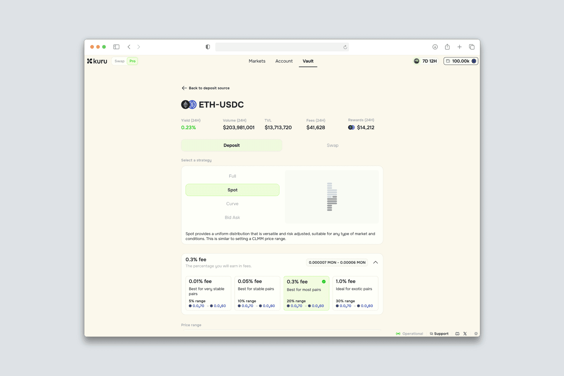 Vaults deposit, light mode