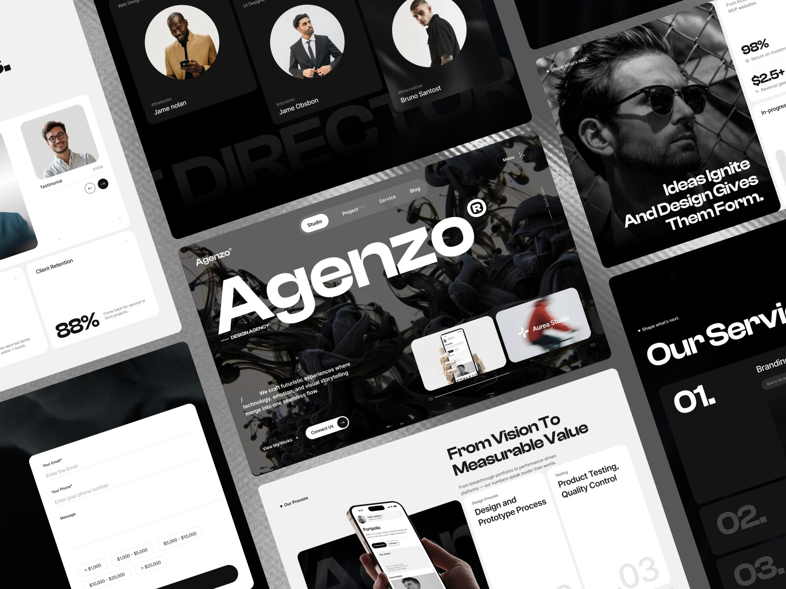 Agenzo — 高级暗黑极简创意机构官网设计灵感