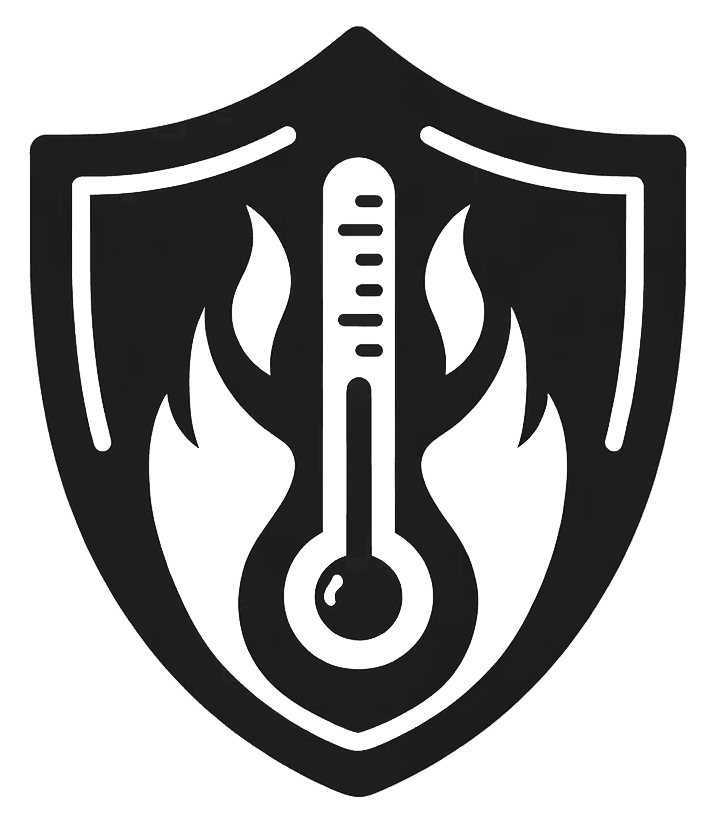 temperature resistant shield flame thermometer icon