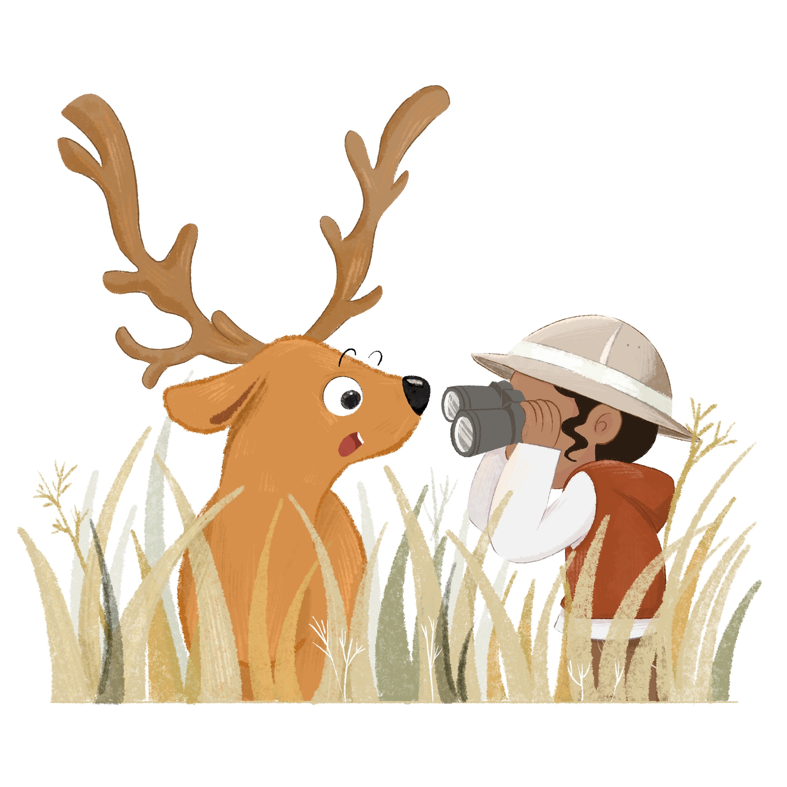 Smiling young woman with long hair standing against a dark green background, holding a finger to her chin.