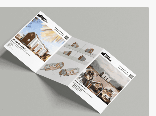 Example brochure of what to include and where Tiny Easy's AI Renders can be showcased