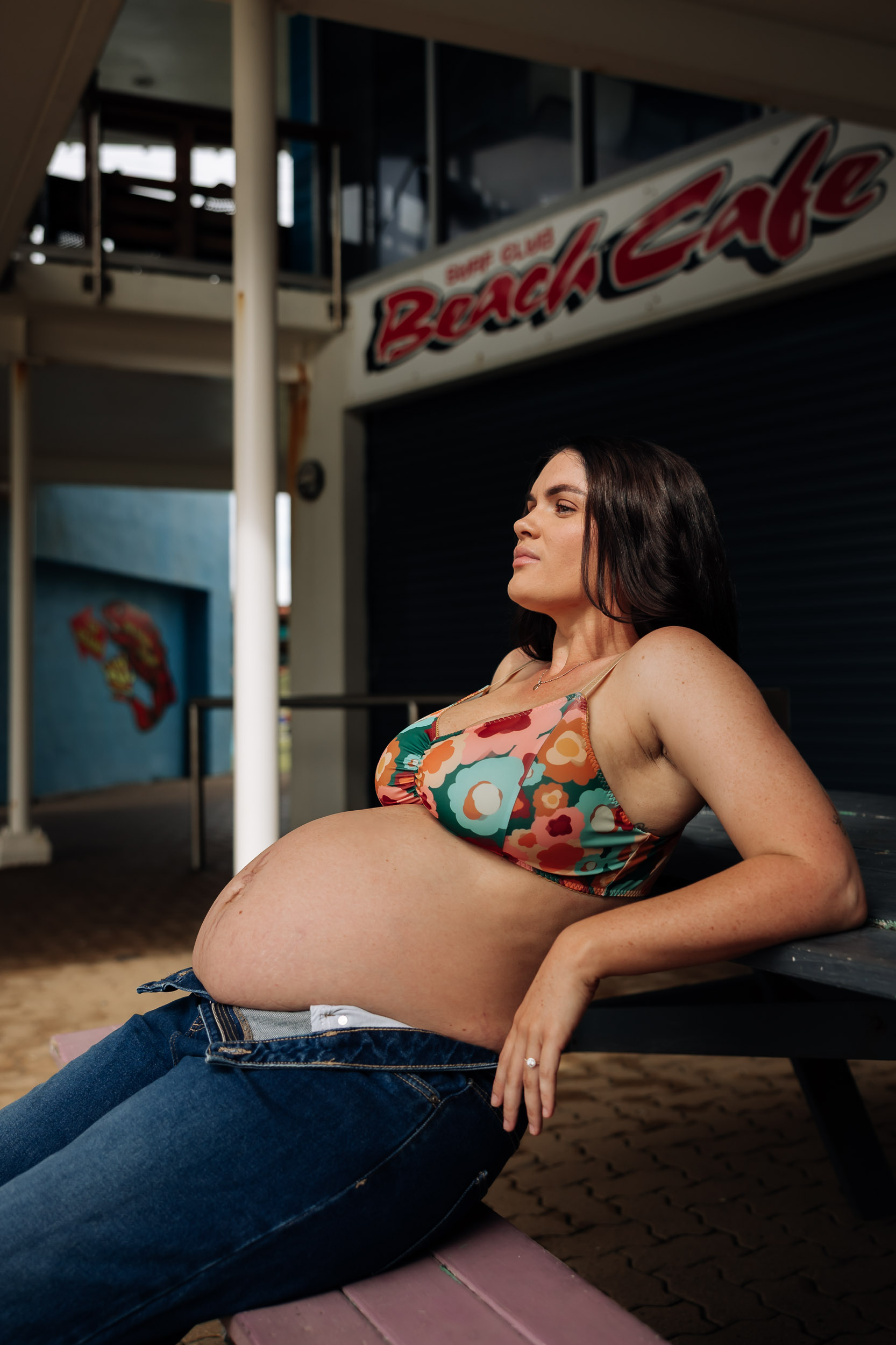 Editorial maternity photo at surf lifesaving club Mackay