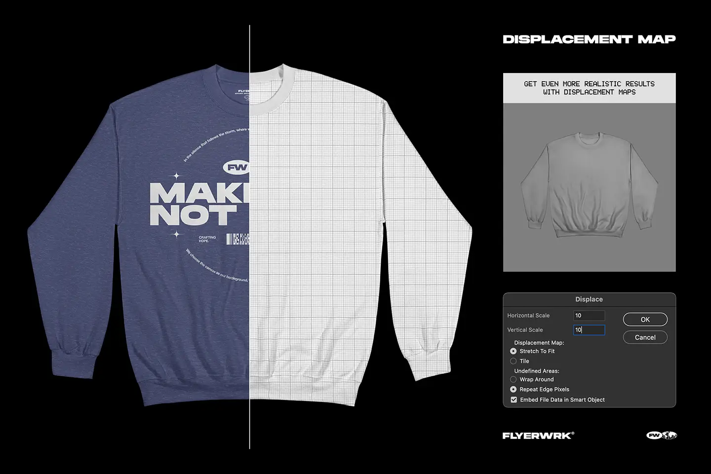 Gildan 18000 Crewneck Folded Arms mockup displacement map for realistic print effects
