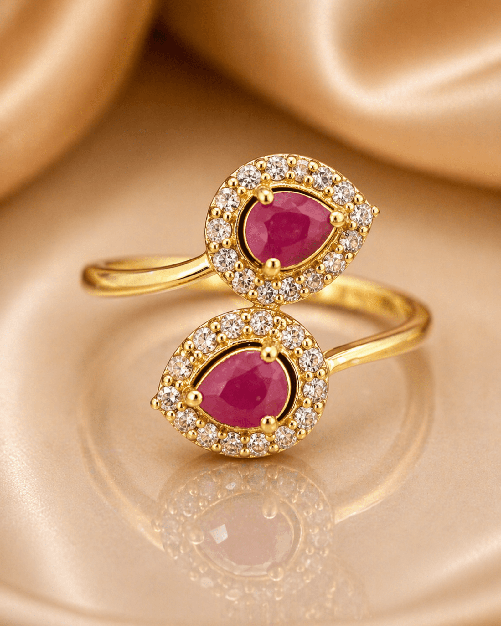 Red regal uncut diamond ring