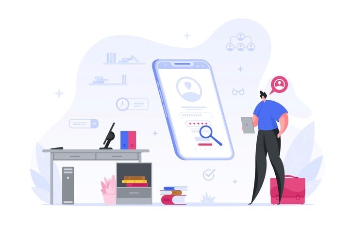 An illustration showing how applicant tracking systems work to make resumes searchable.