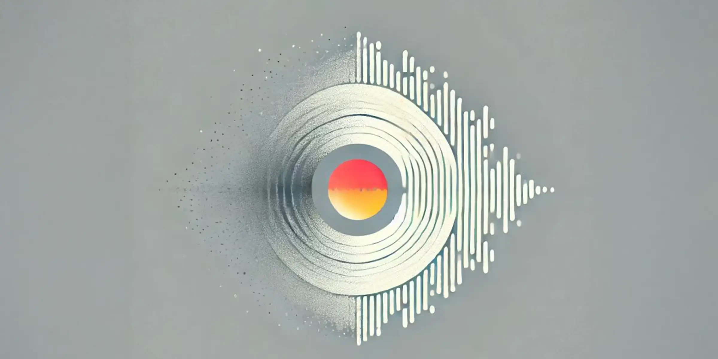 Abstract illustration representing music discovery, combining soundwave forms with a central focal point to suggest breaking out of algorithmic repetition.
