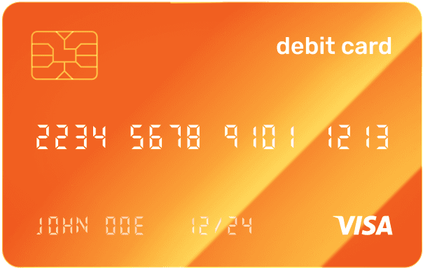 An orange Beonn VISA debit card