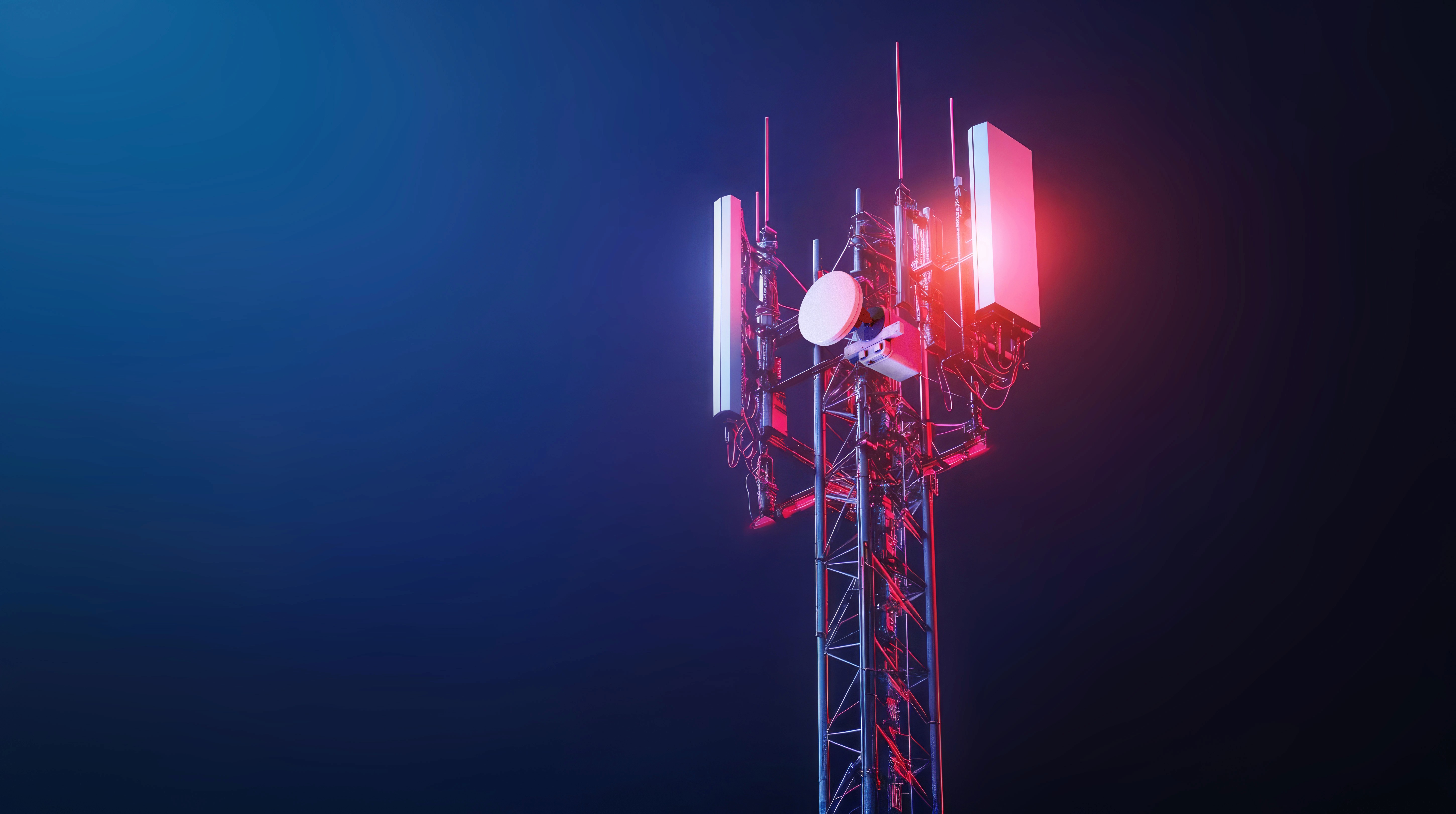 microwave technology tower with red glow