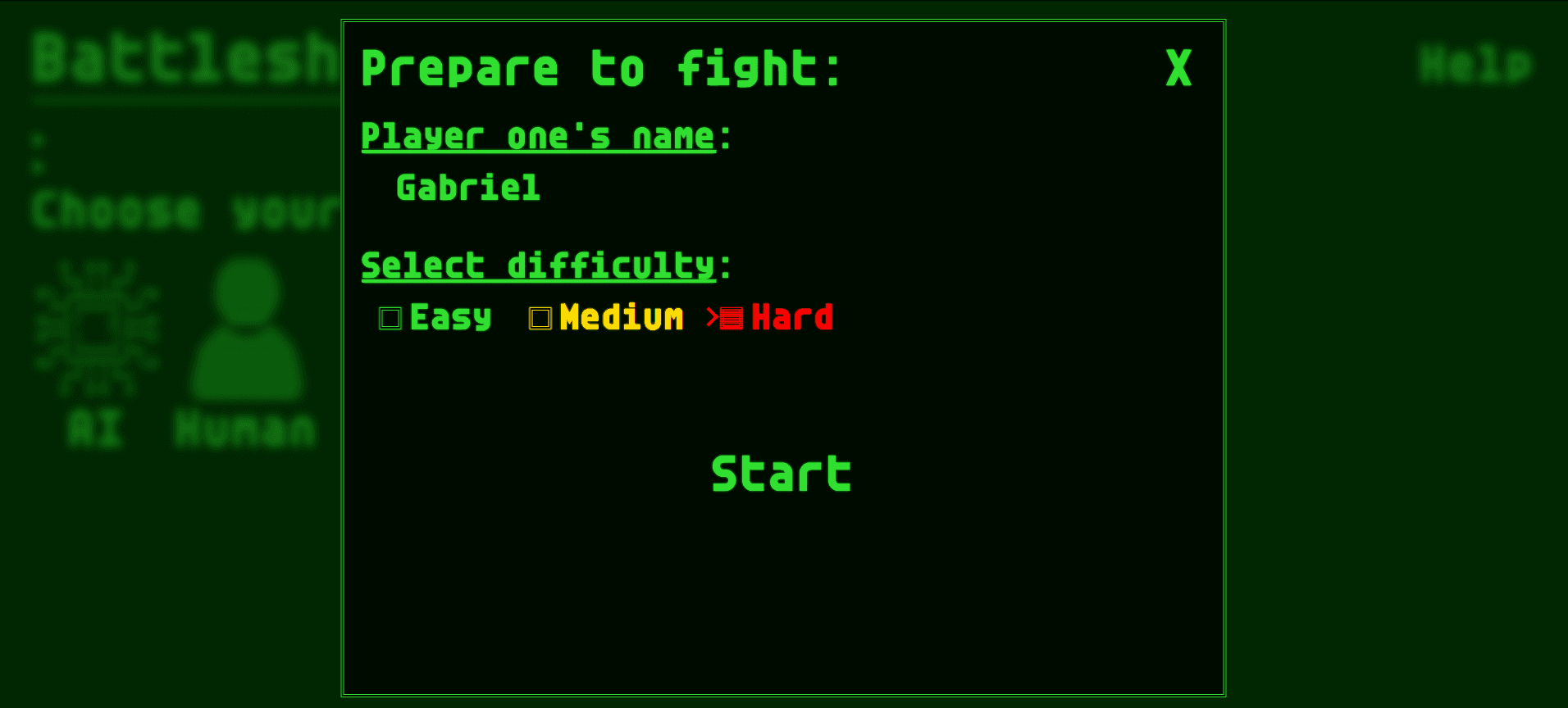 Battleship AI-menu