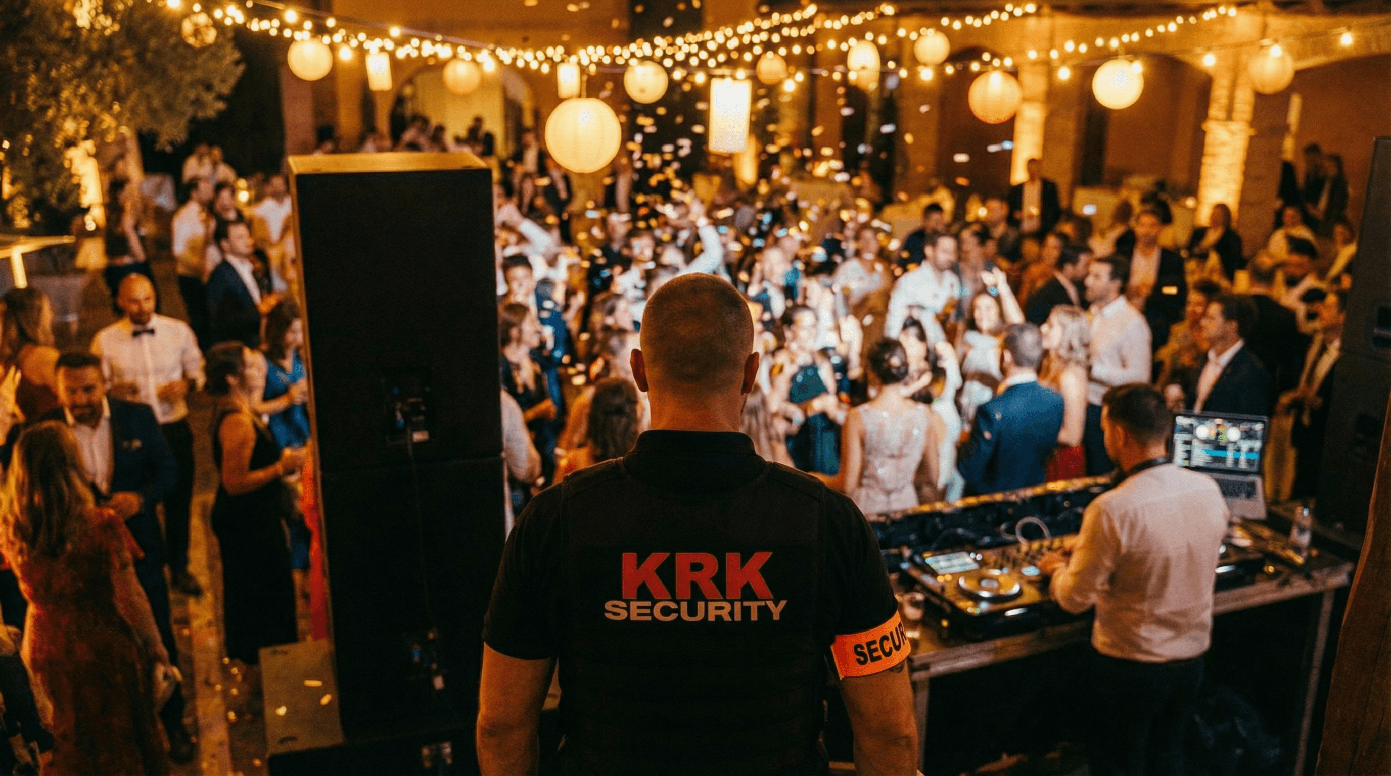 Agent KRK Security assurant la sécurité événementielle lors d'une soirée privée à Genève