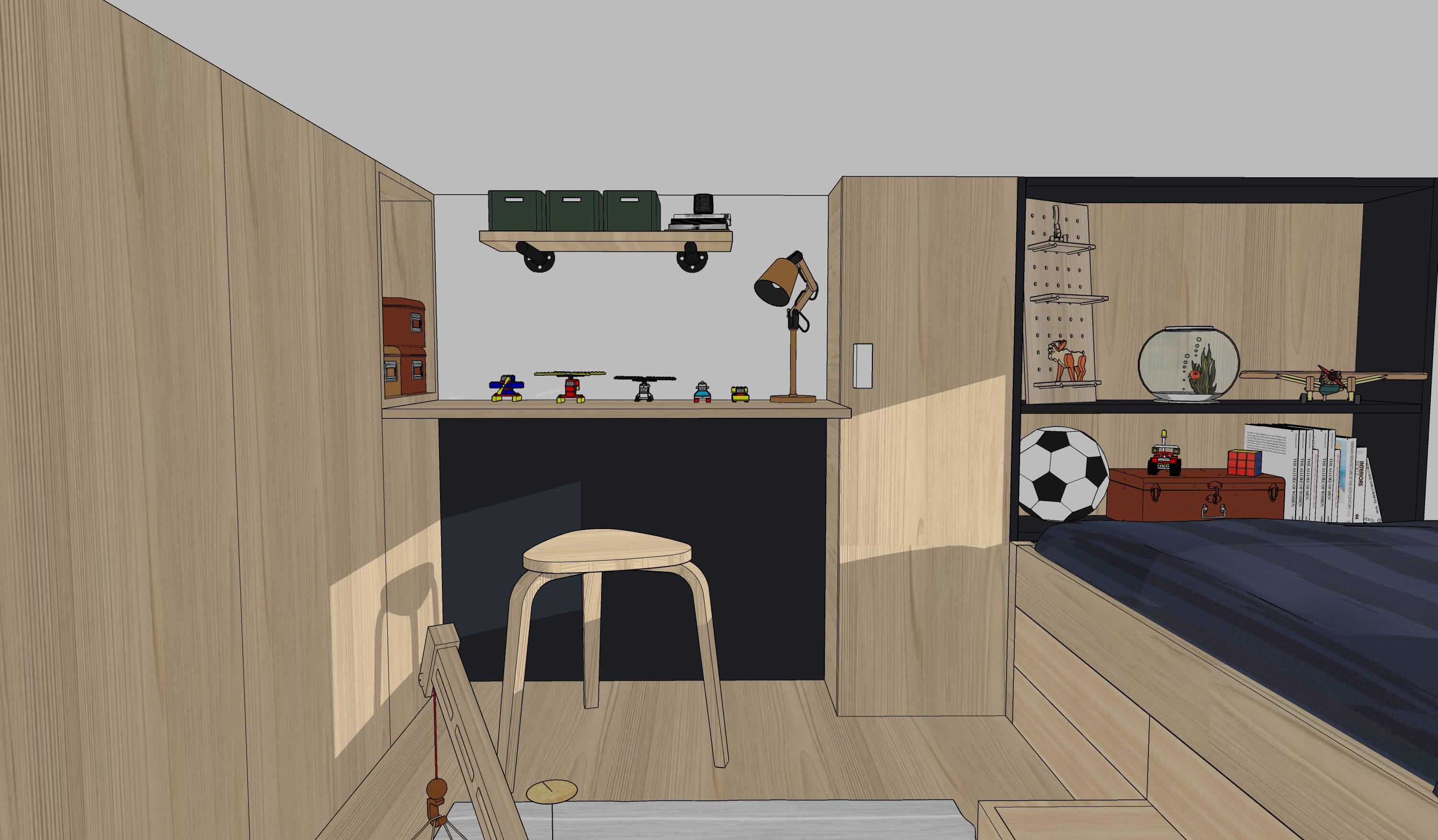 Tiny House Kids Bedroom - Desk Younger Kids
