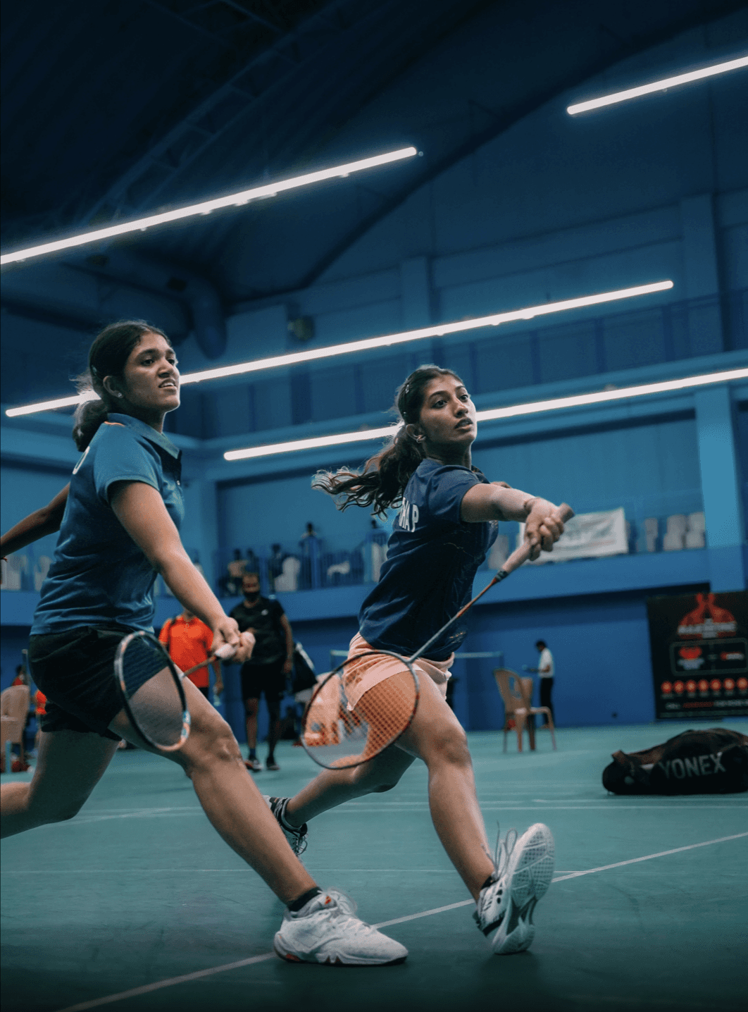 girls playing badminton