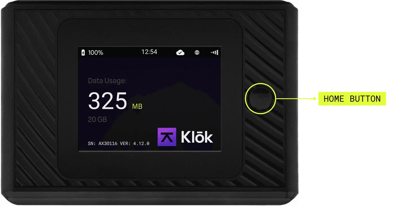 Klōk Privacy Hub with home button ring, pointer, and label