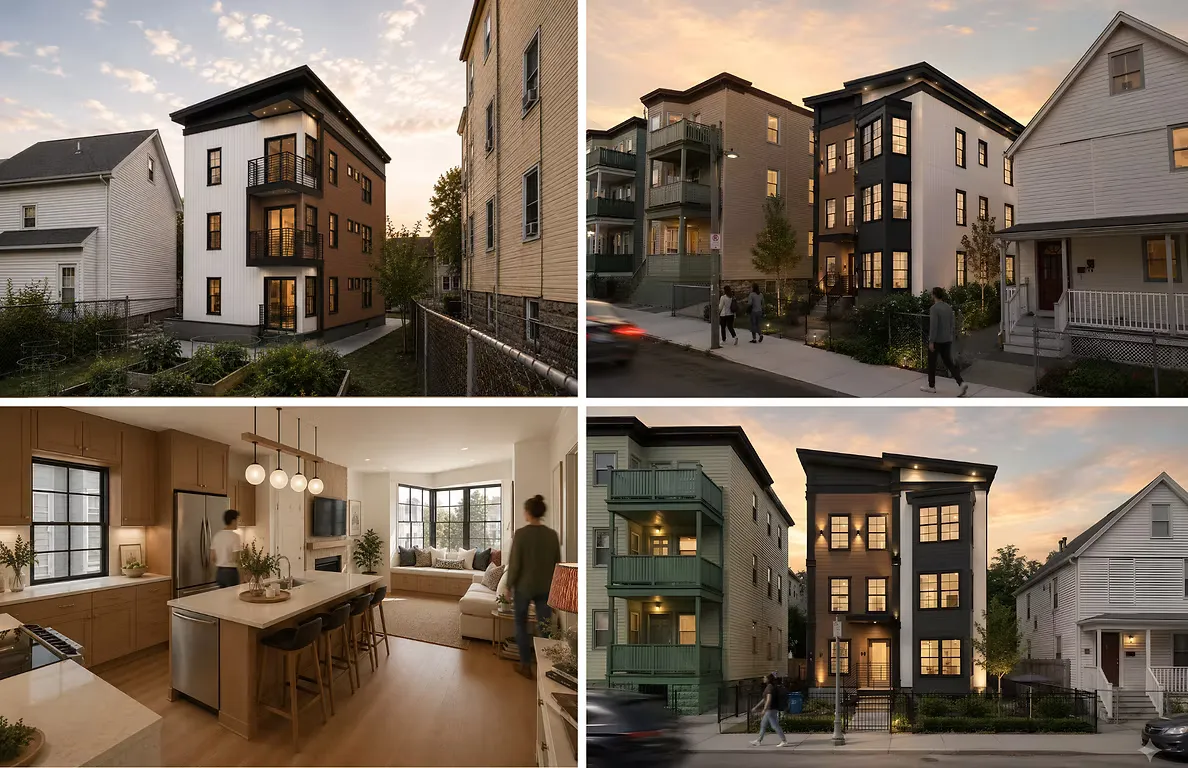Balconies and Outdoor Spaces Oriented to the Wheatland Community Garden