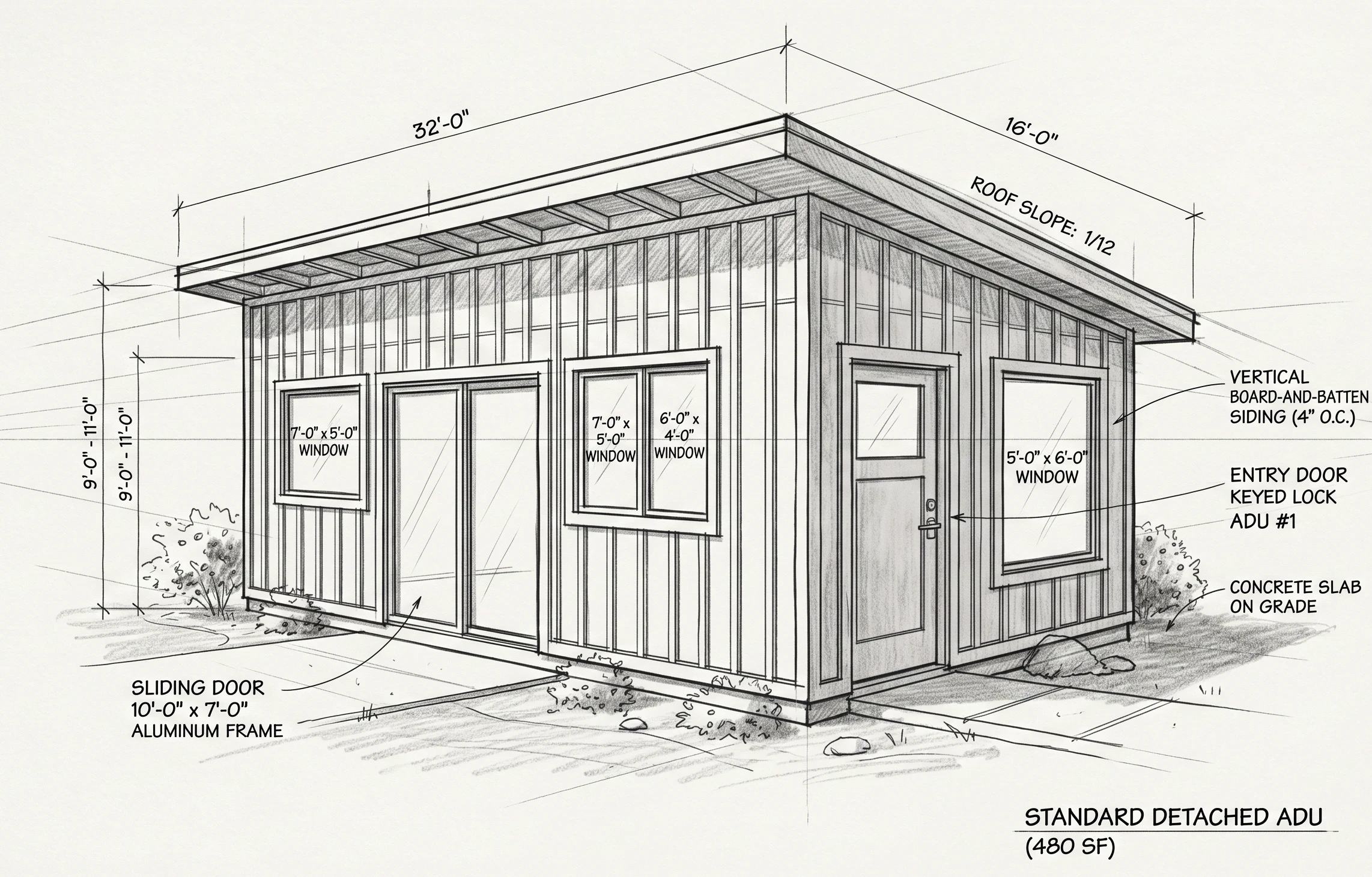 Preliminary architectural sketch of ADU design