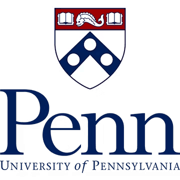 The image features the University of Pennsylvania logo, displaying a shield emblem with books, a dolphin, and a blue chevron with white circles, above the text "Penn" and "University of Pennsylvania" in blue.