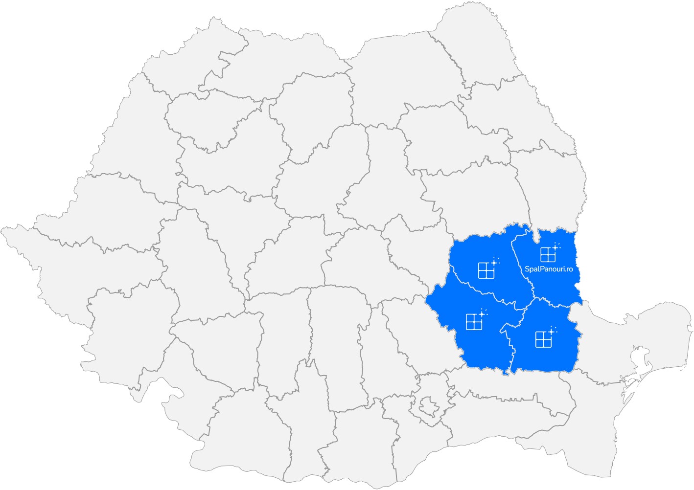 Harta romaniei pe judete, cu marcaj clar al acoperirii zonelor deservite - Dobrogea