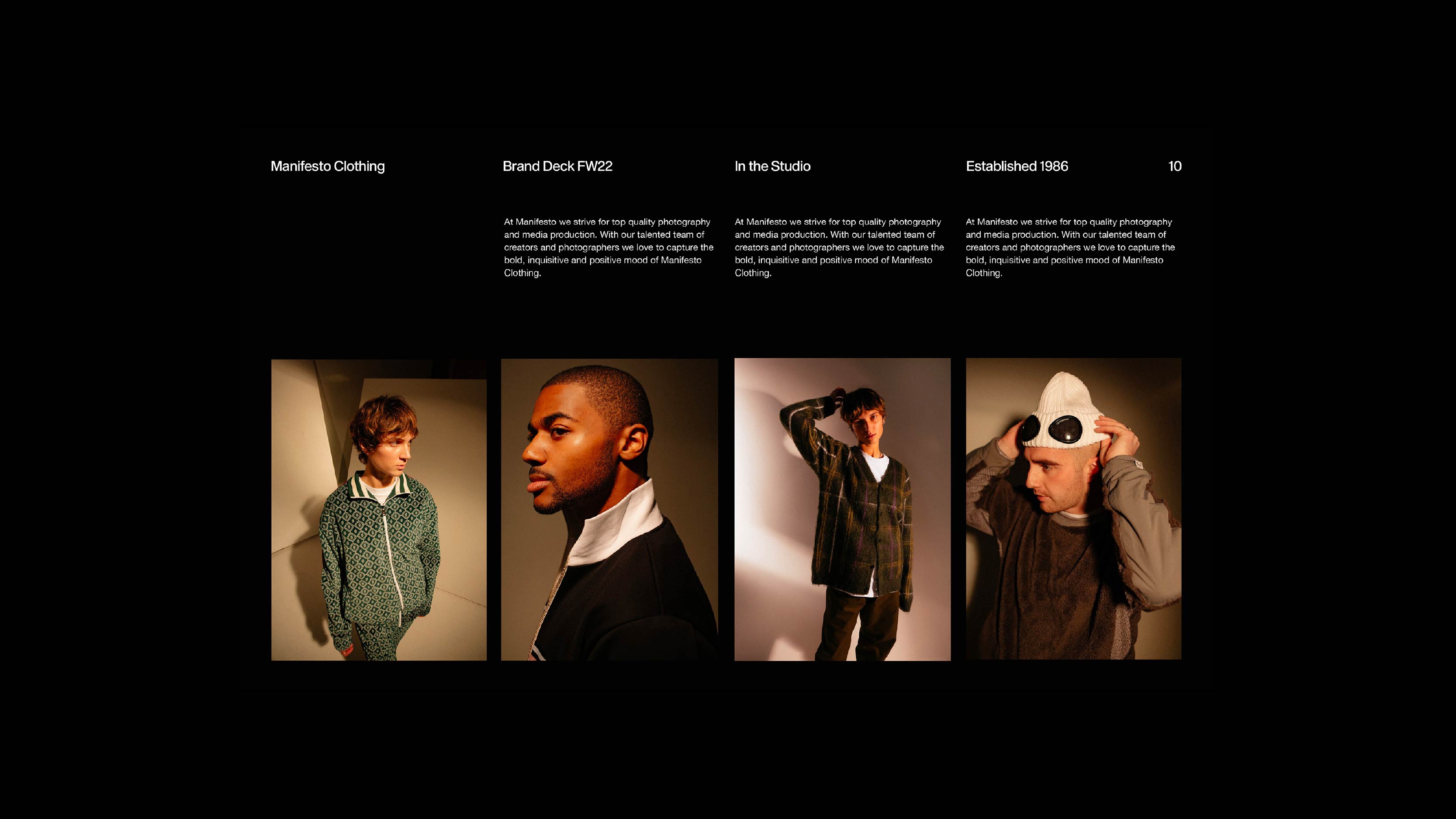 Brand Presentation - Editorial page for clothing store brand deck