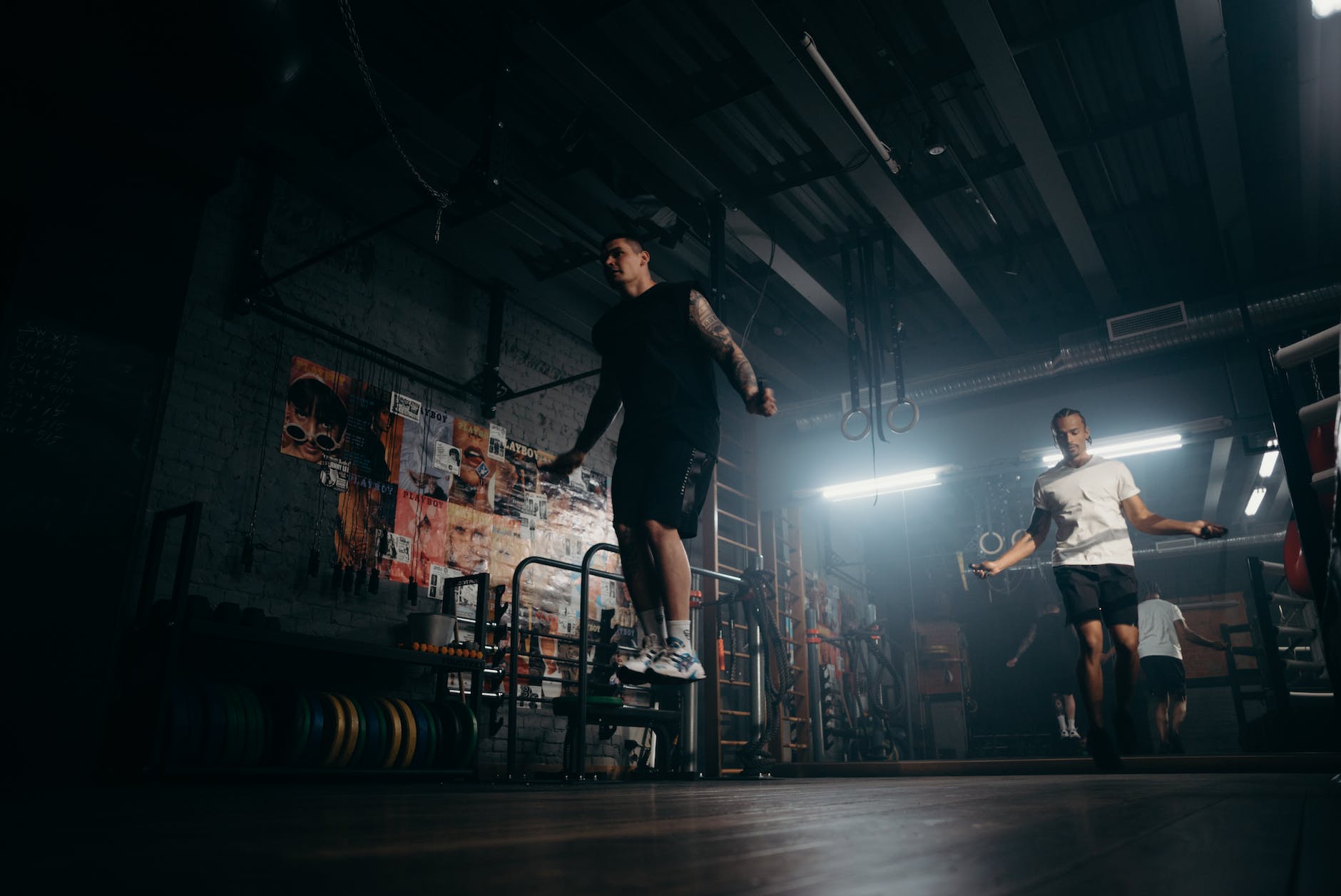 Group of man working out