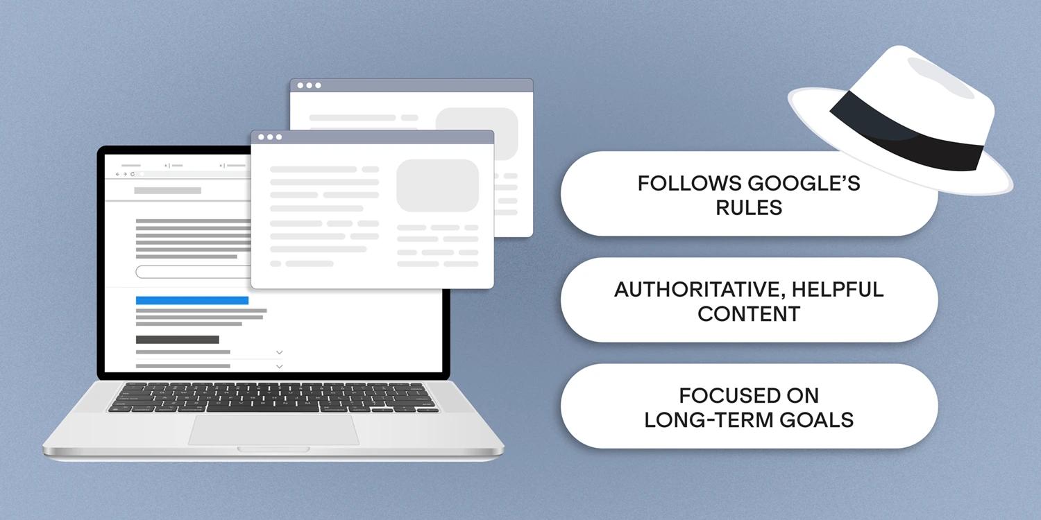 A laptop with best practices for white hat SEO