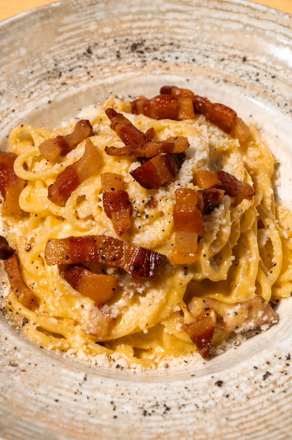 Carbonara romana in primo piano