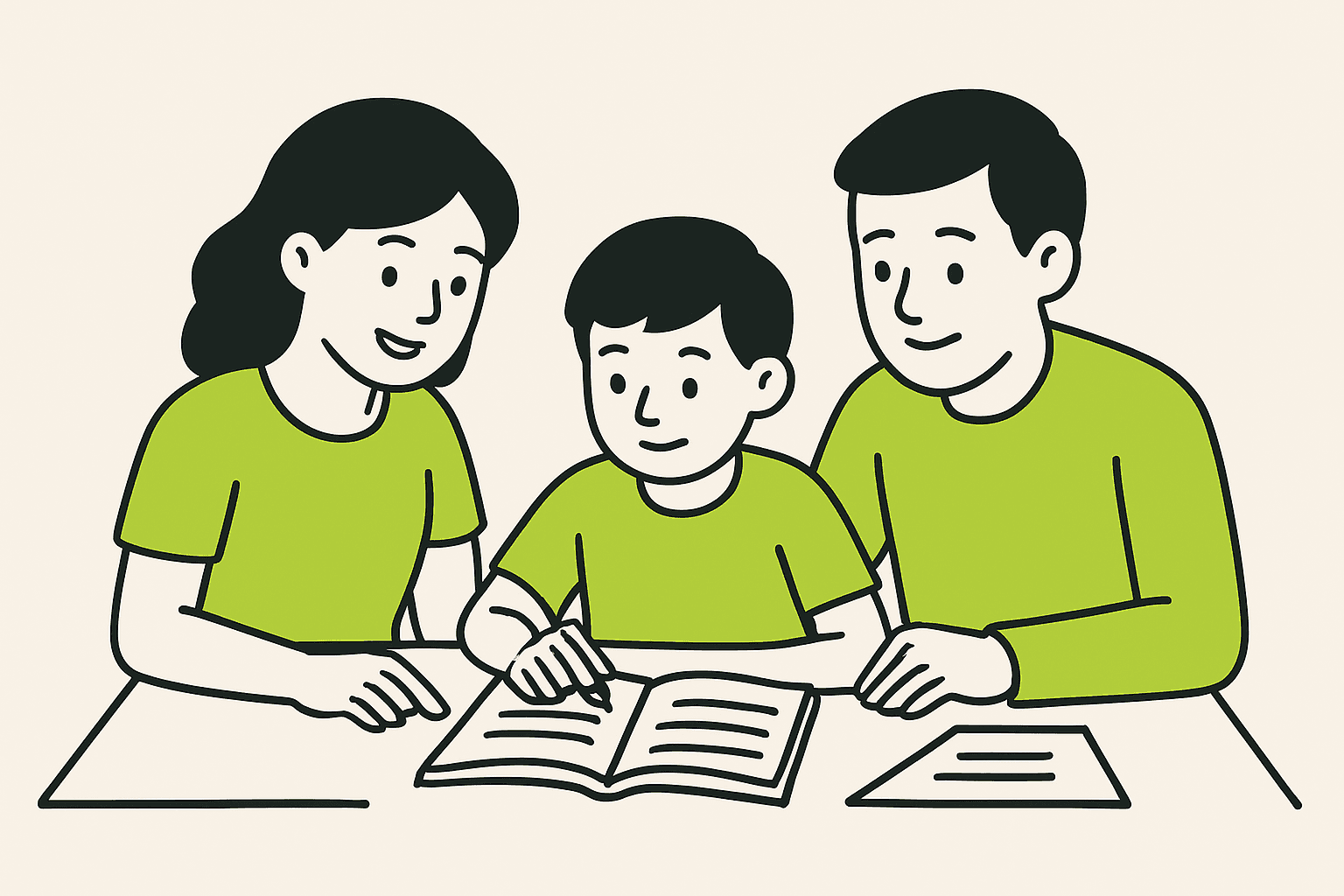 Ouders die kind helpen