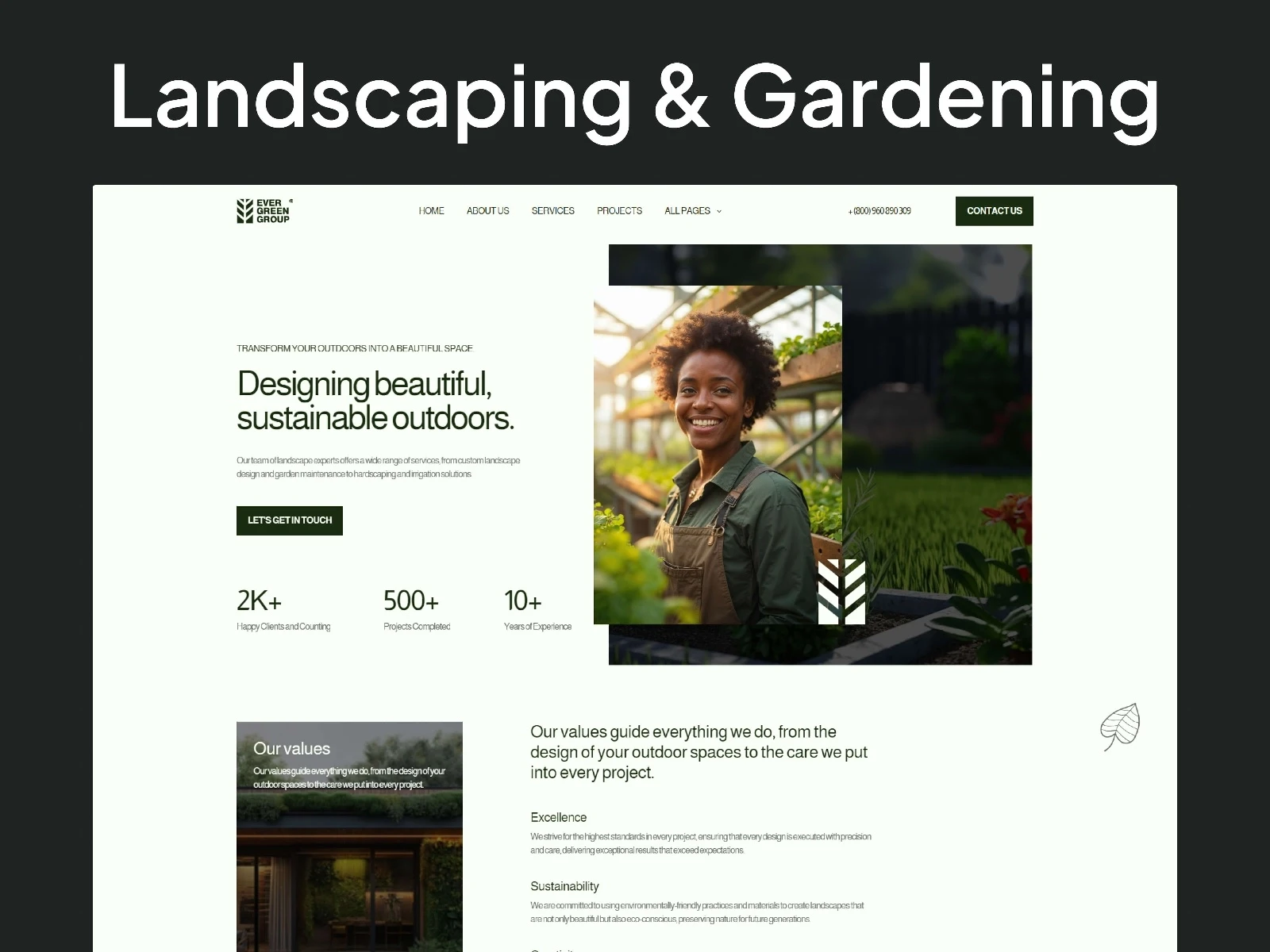 evergreen landscaping and gardening website template