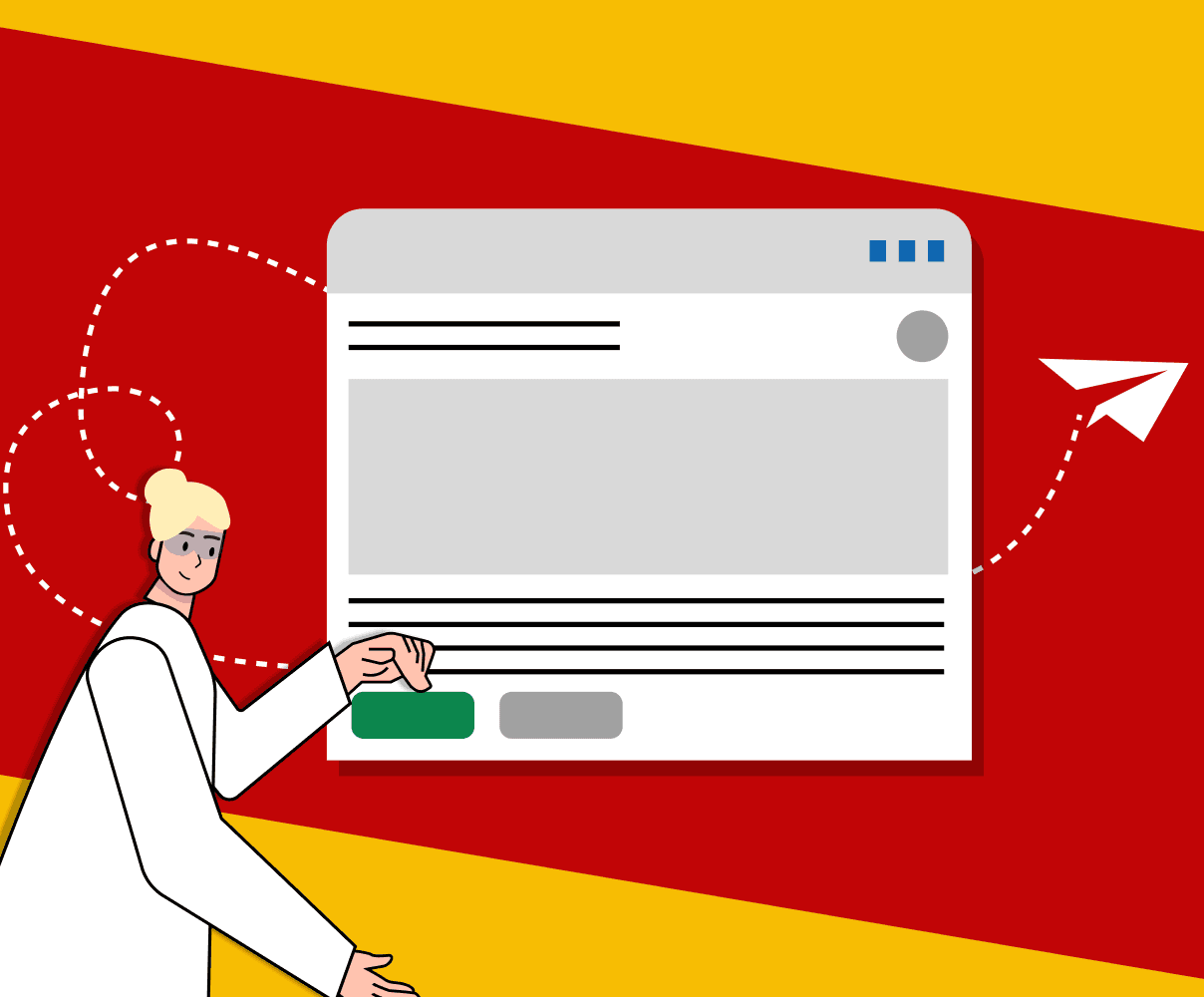 Illustration representing a B2B email marketing service, focused on structured communication and campaign execution.